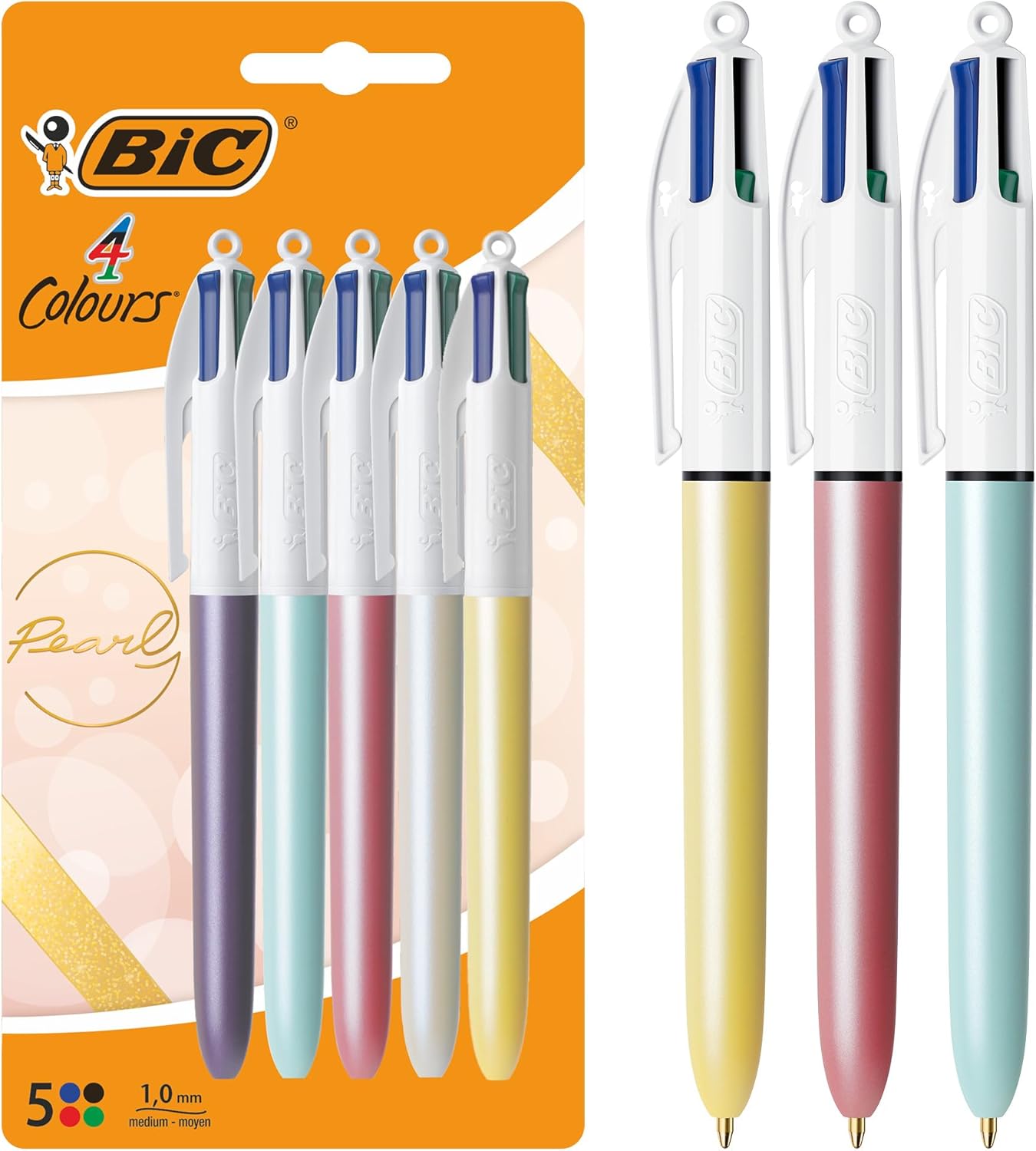 BIC 4 Colours Pearl Multicoloured Ball Pen – Pack of 5