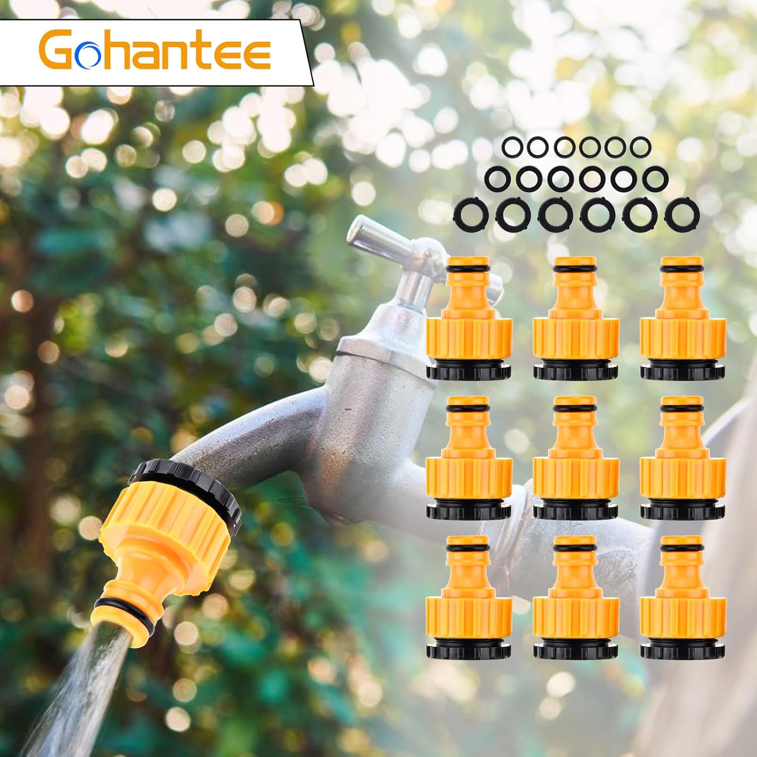 Thumbnail 6 de gohantee 9 Stück Schlauchverbinder Hahnverbinder 2-in-1 für 1/2 und 3/4 Zoll – Tap Connector Adapter