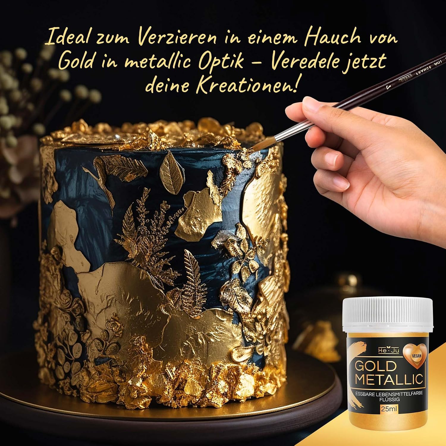 Detalle 2 de He-Ju Lebensmittelfarbe Gold 25ml 🍰