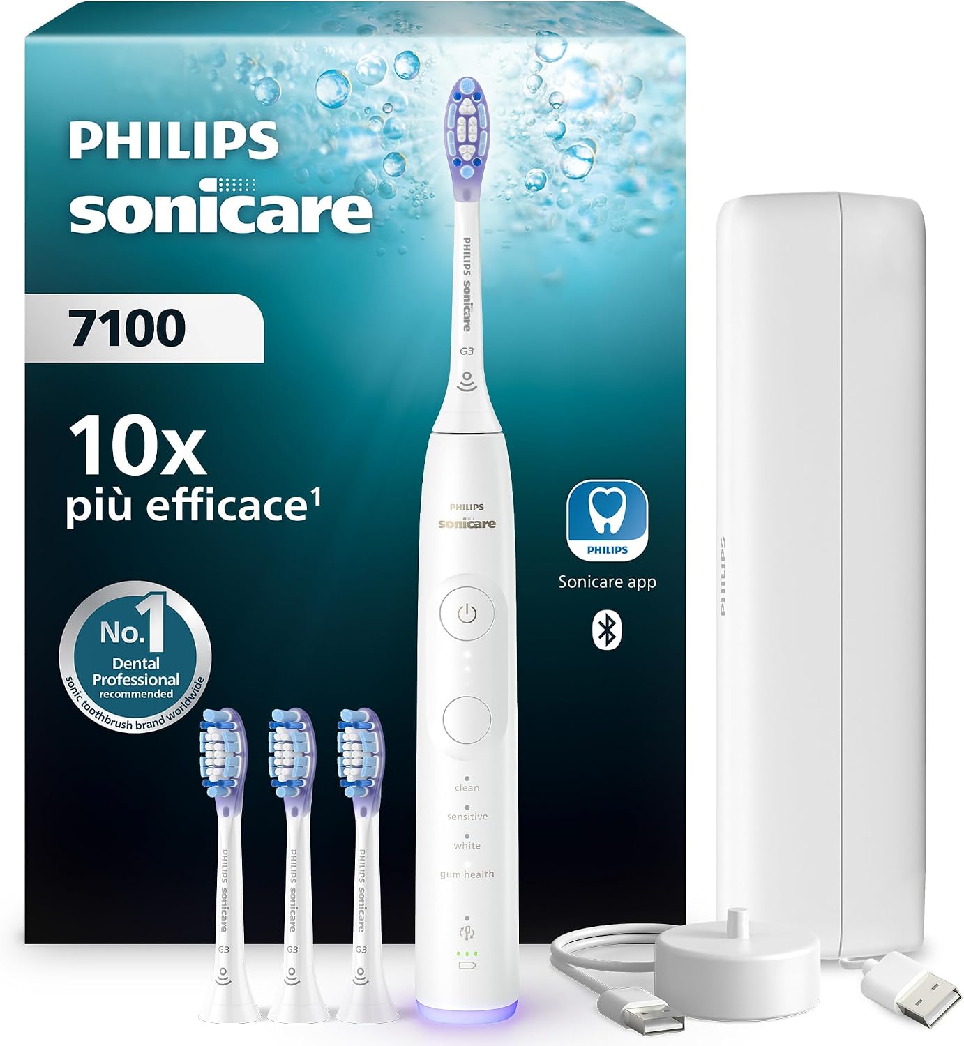 Detalle de Philips Sonicare 7100 HX7420/08 spazzolino elettrico sonico con app: 4 modalità e avviso di pressione