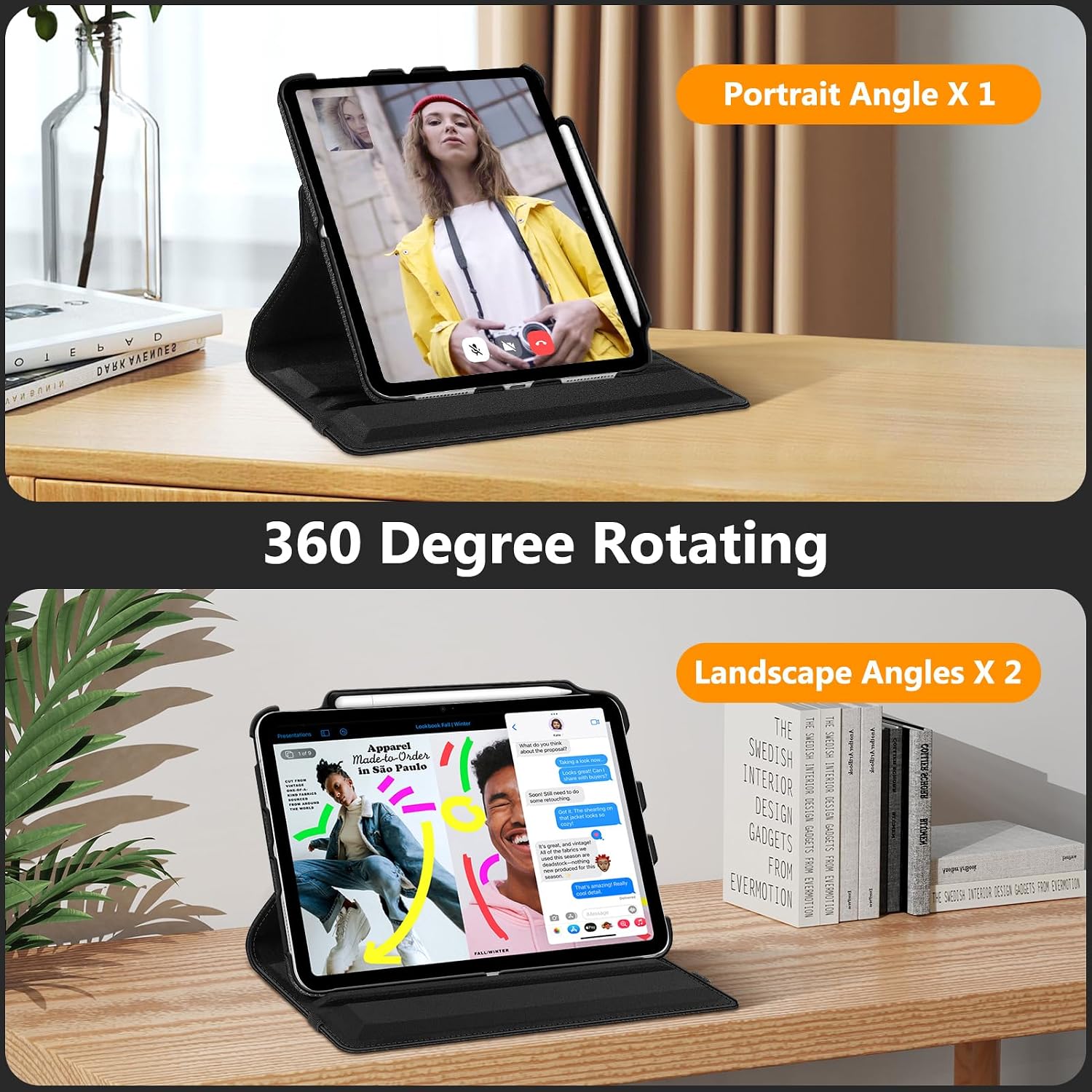 Detalle 2 de FINTIE Rotating Case for iPad (A16) 11th Gen / iPad 10th Gen 10.9" – 360° Swivel Protective Case with Pencil Holder