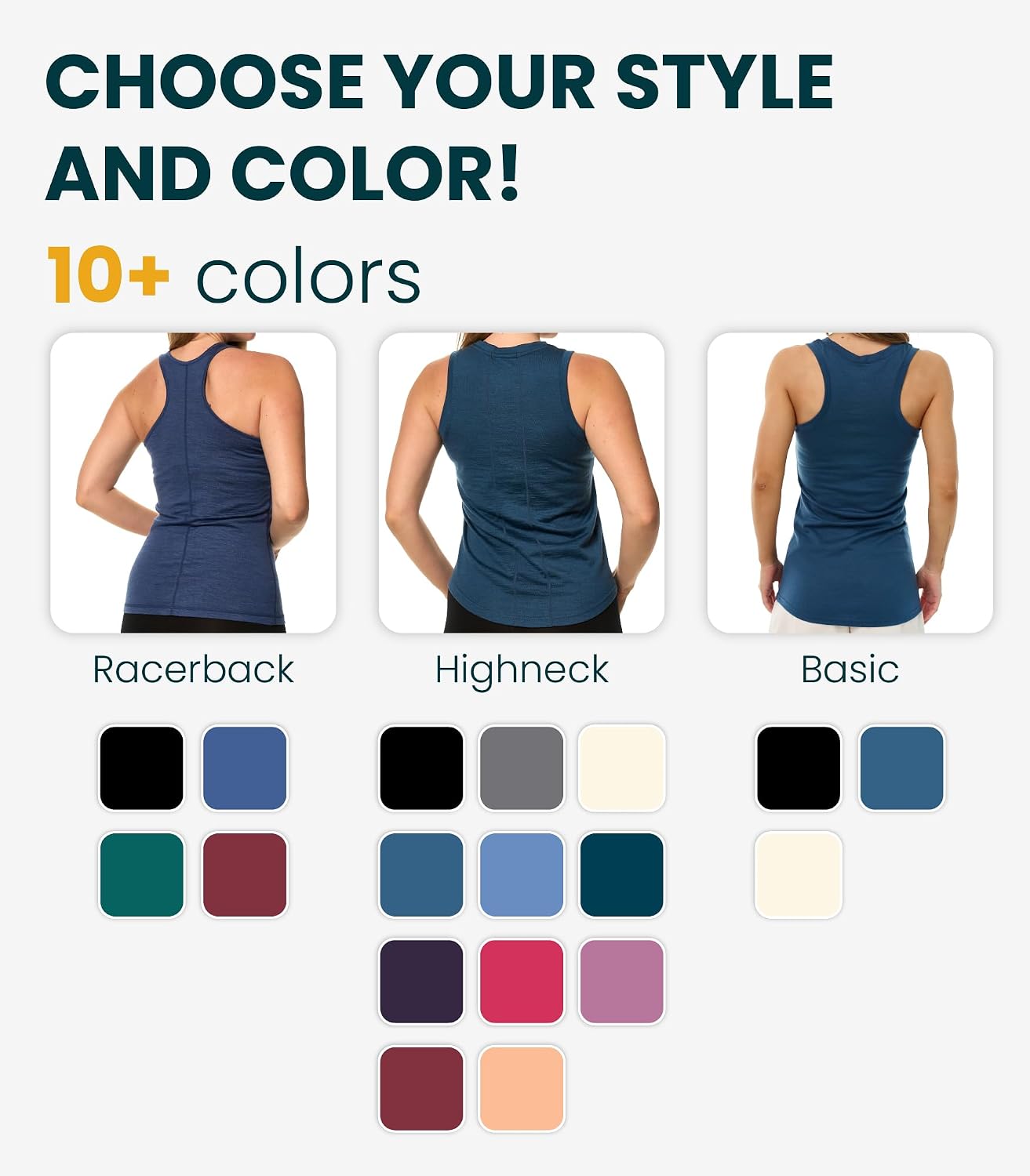 Detalle de Merino.tech Women’s Active Merino Wool Tank Top (Moisture-Wicking, Anti-Odor) Lightweight Base Layer