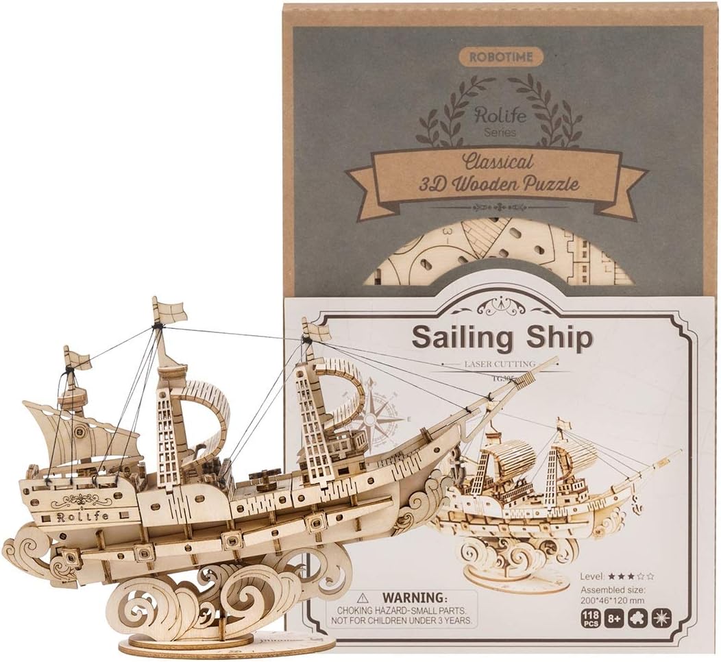 Detalle de Rolife Bateau à Voile Puzzle 3D en bois TG305, maquette à construire pour adultes (modélisme & décoration)