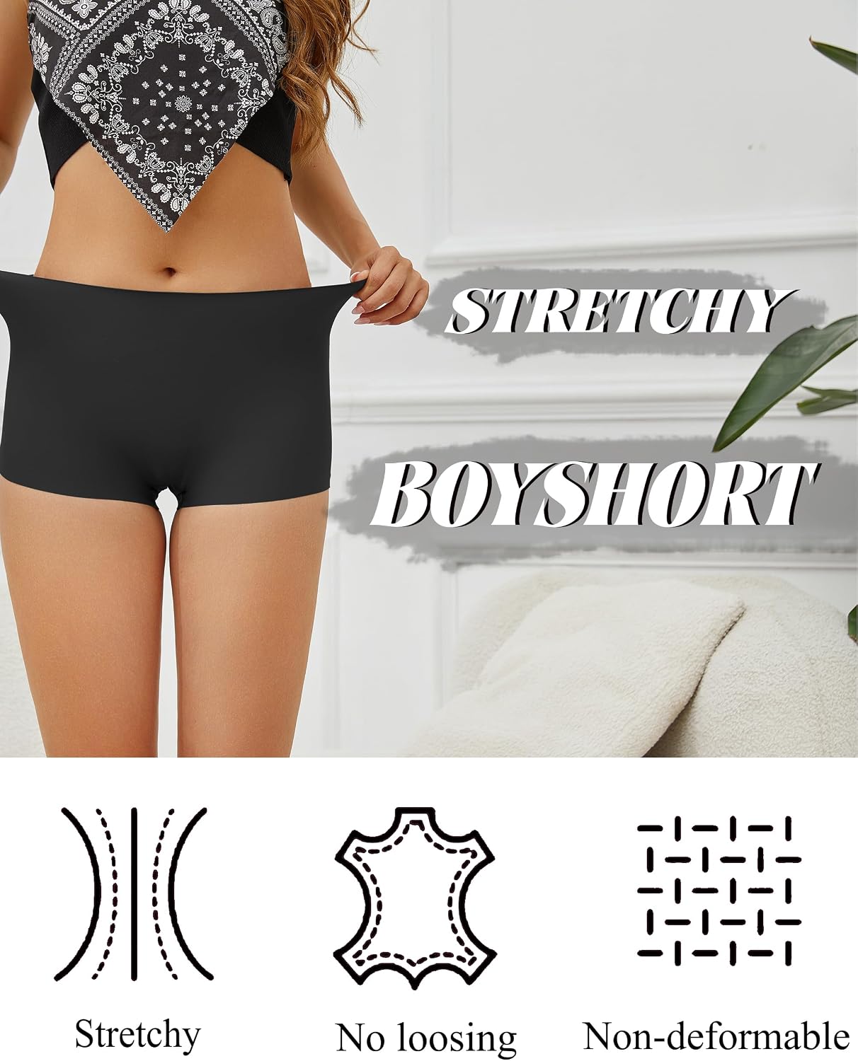 Thumbnail 2 de CUTE BYTE Seamless Boyshort Underwear for Women, 4-Pack with Tagless Design