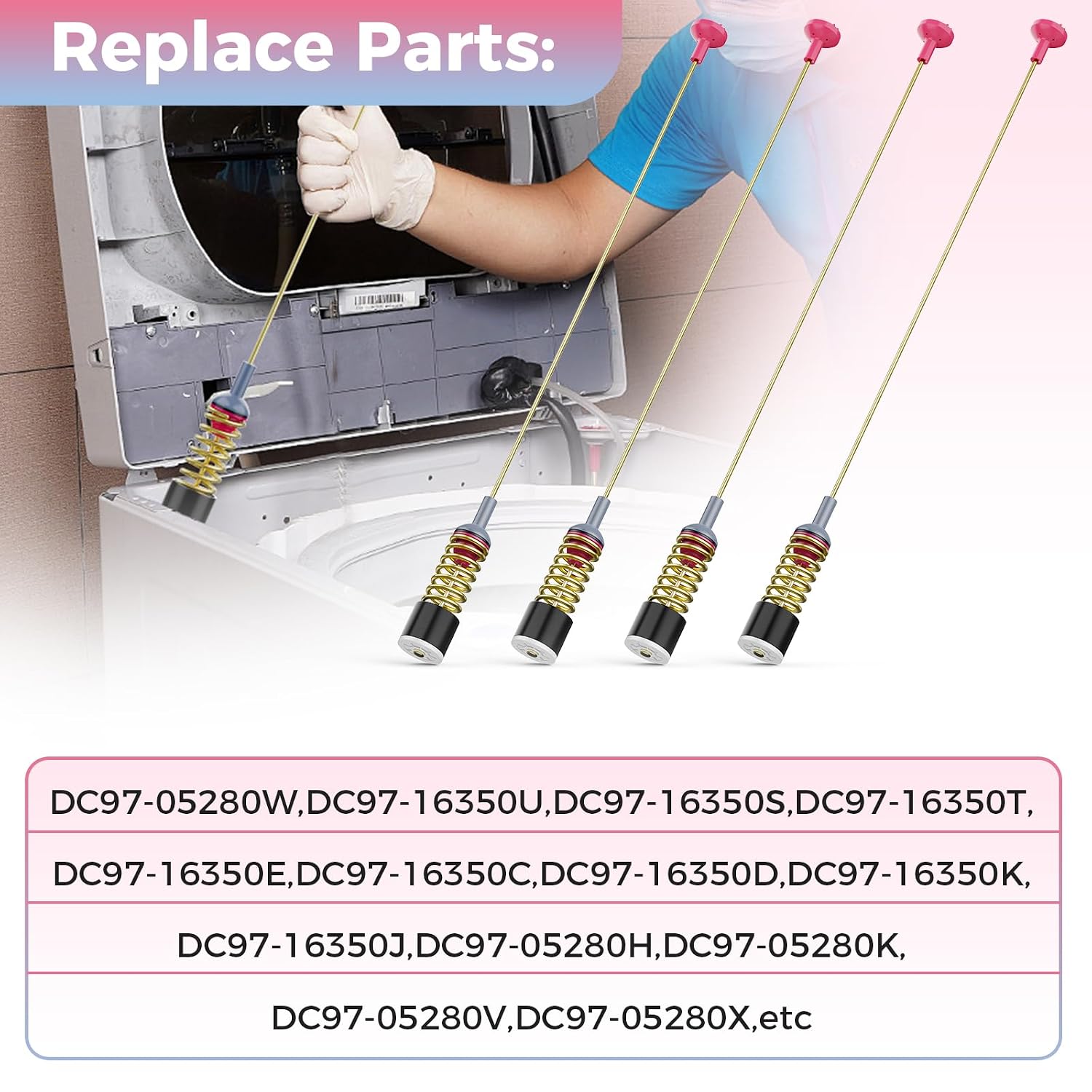 Detalle de Filtbaird DC97-16350U/DC97-16350T Washer Suspension Rod Kit, 4-Piece