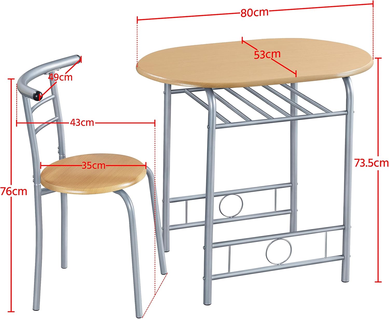 Thumbnail 2 de Yaheetech Set Bar Tavolo e 2 Sedie: design compatto in legno e metallo per 2 persone
