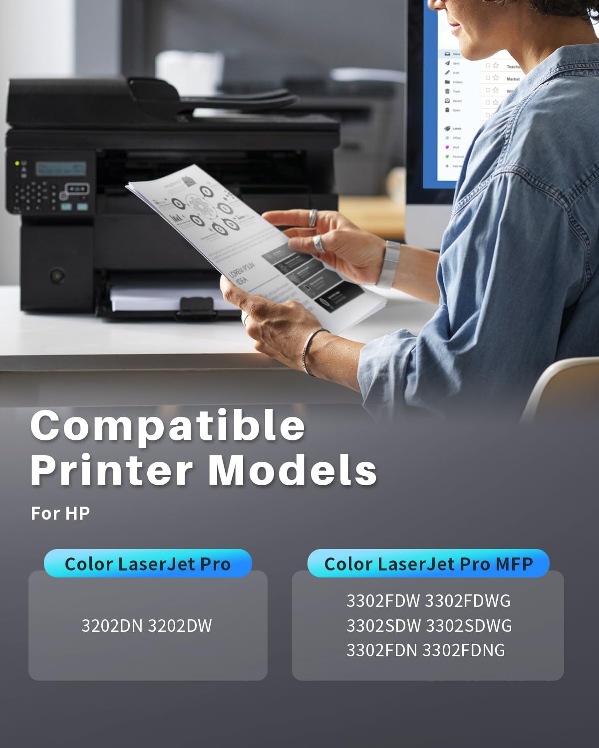 Detalle de INK4U 219A Toner compatibili per HP 219A W2190A — 4 pezzi per HP Color LaserJet Pro MFP 3302/3202 (con CHIP)