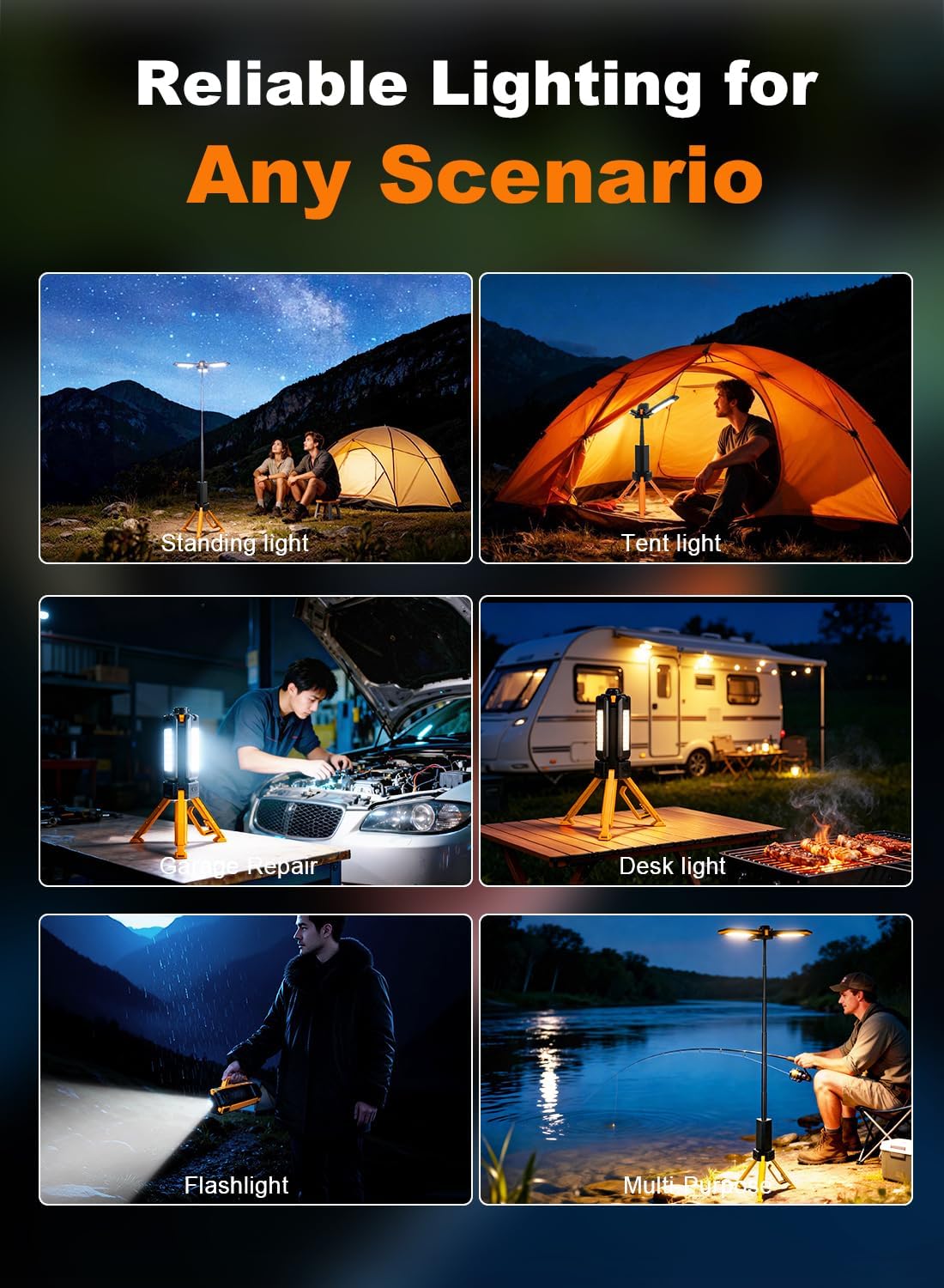Detalle 1 de CuLiDing 15,000mAh Telescopic Camping Light with Dimming and Tripod Base