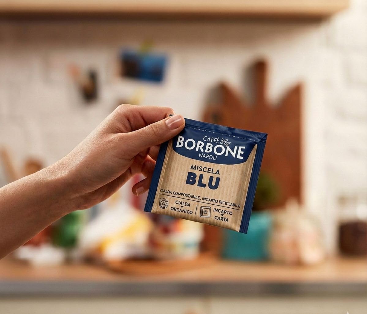 Detalle de Caffè Borbone Kompostierbare Kaffeepads – Blaue Kaffeemischung, 100 Pads, 44 mm ESE