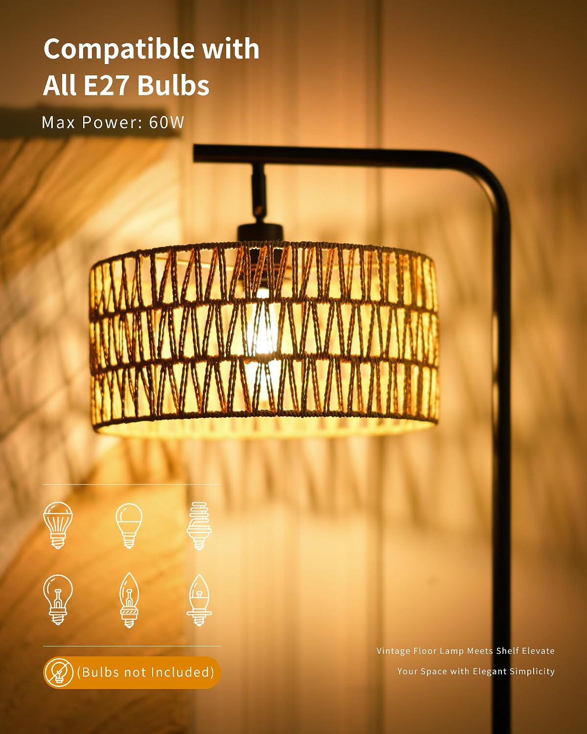 Thumbnail 5 de Lampadaire Rotin Style Bohème 175 cm