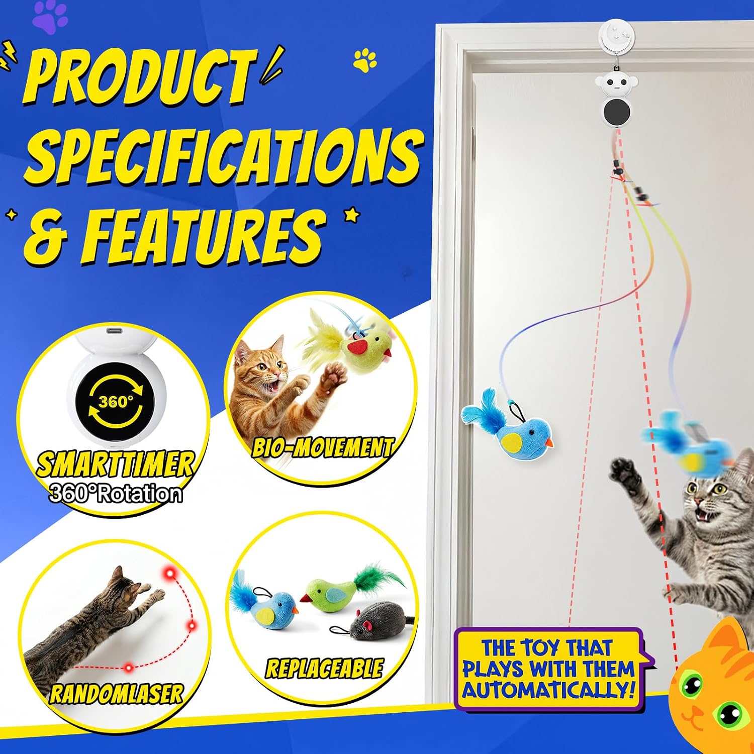 Thumbnail 2 de CATPICK Automatic Flying Bird Cat Toy with Dual Speeds and Touch Activation