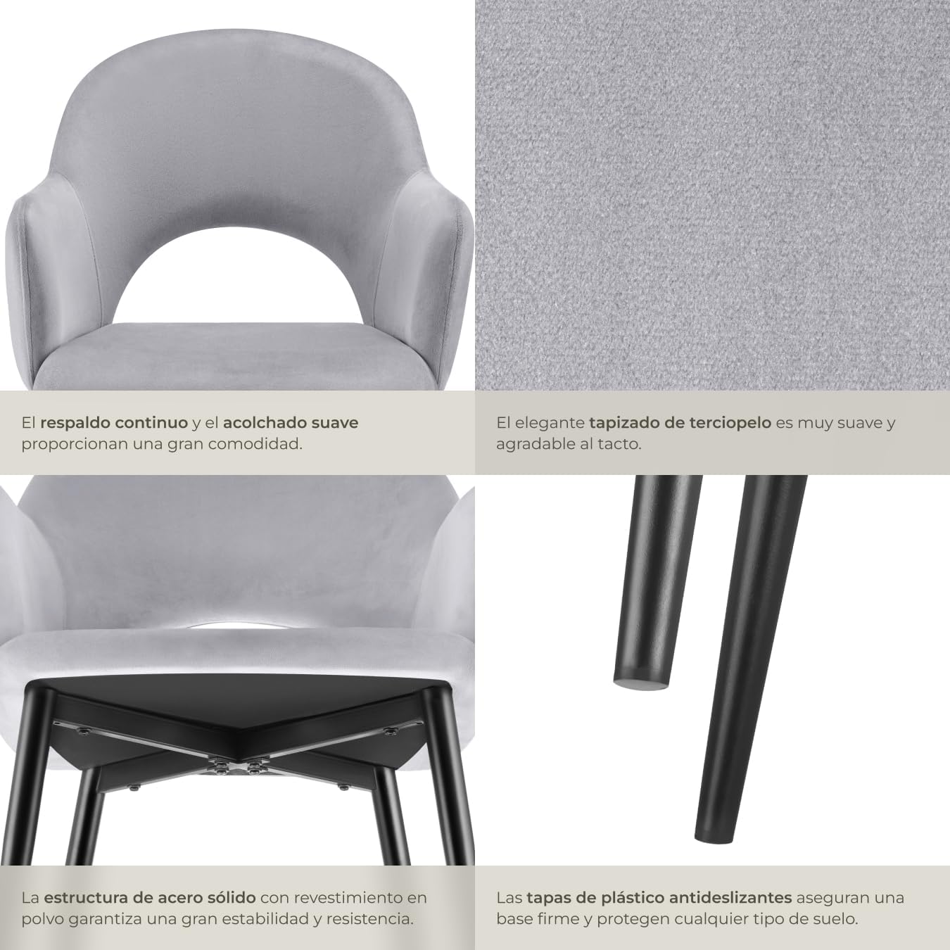 Thumbnail 6 de tectake® sillas de Comedor Terciopelo 120 kg