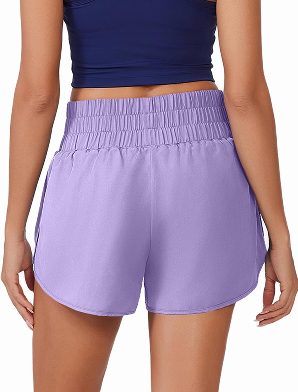 Detalle de PINSPARK Women's 2-in-1 Running Shorts: Quick-Dry, High-Waisted with Secure Zip Pockets