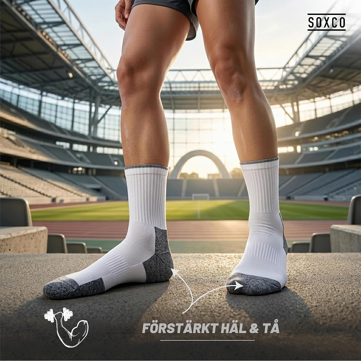 Detalle 2 de SOXCO crewstrumpor för sport och arbete, 10 par, storlek 9–12