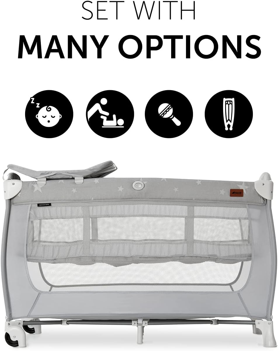 Detalle de hauck Sleep N Play Center, Stars: Travel Cot Set with Changing Mat and Hatch