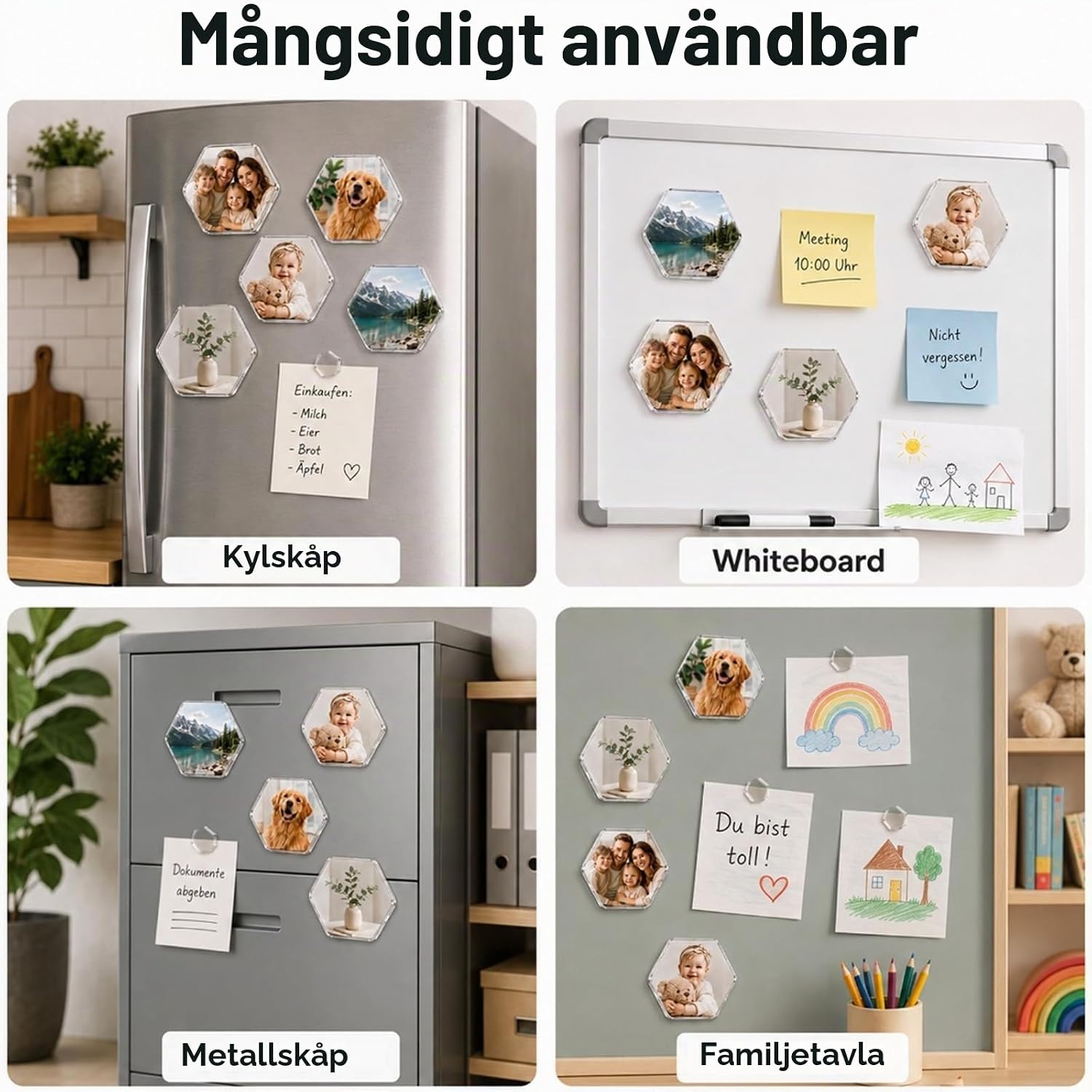 Thumbnail 6 de CALLYSONIC DIY-magneter i akryl, sexkantiga 5 × 5 cm, 5 mm, 30-pack