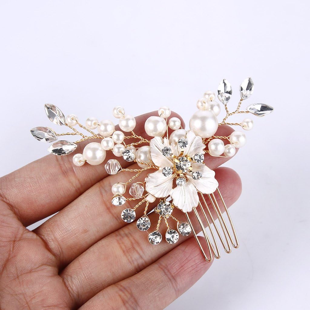 Thumbnail 3 de Clearine Gioielli per Capelli Matrimonio Nuziale: Pettine con Perle e Cristalli Austrian per un Tocco di Eleganza