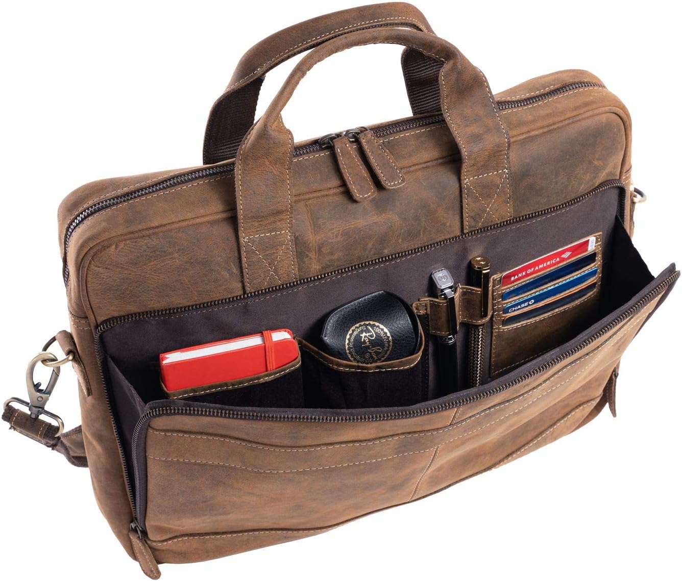 Thumbnail 4 de KomalC 16 Inch Buffalo Leather Laptop Messenger Briefcase Bag with YKK Metal Zippers