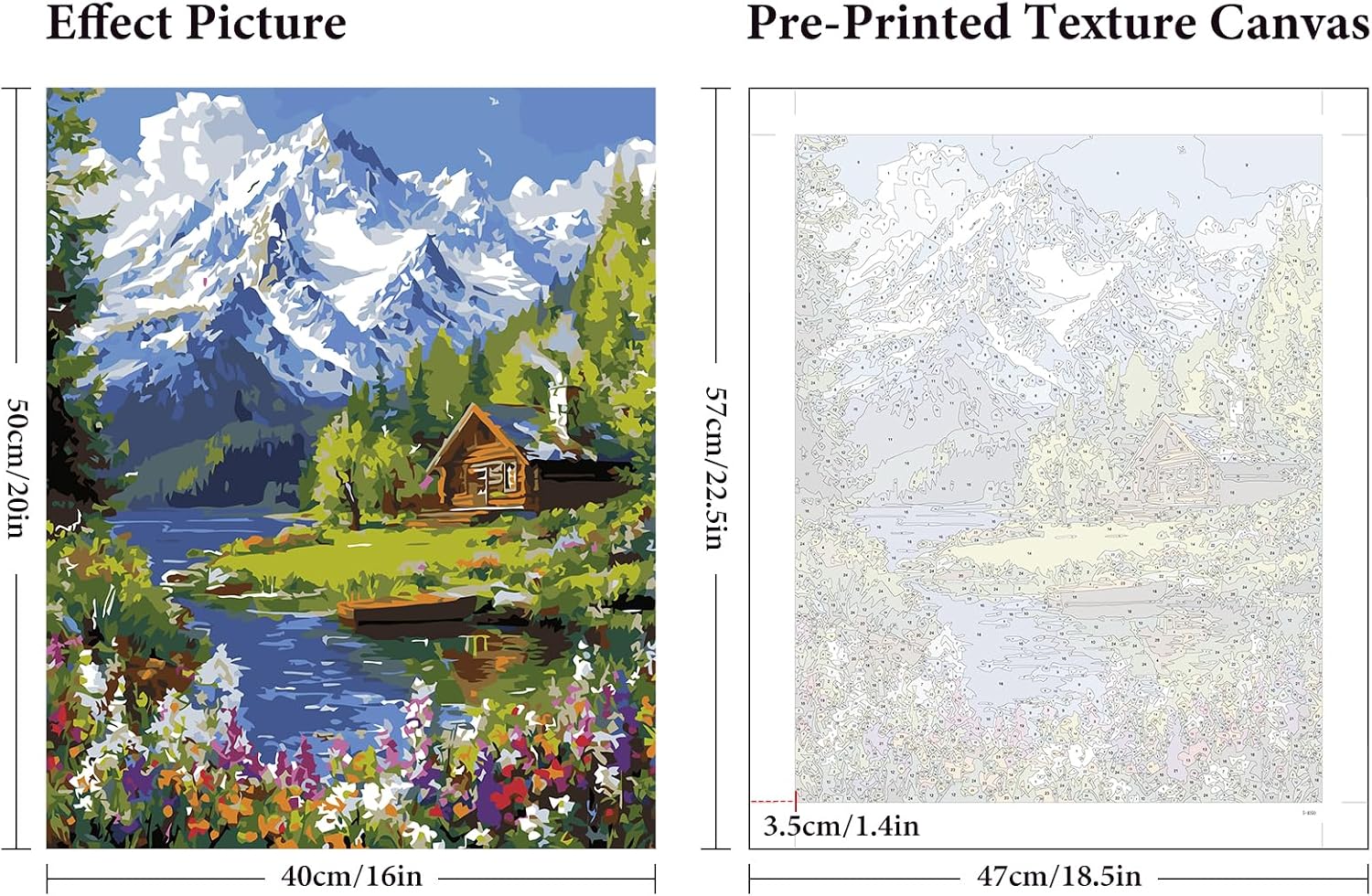 Detalle de Forest Mountain paint by numbers kit 16x20in