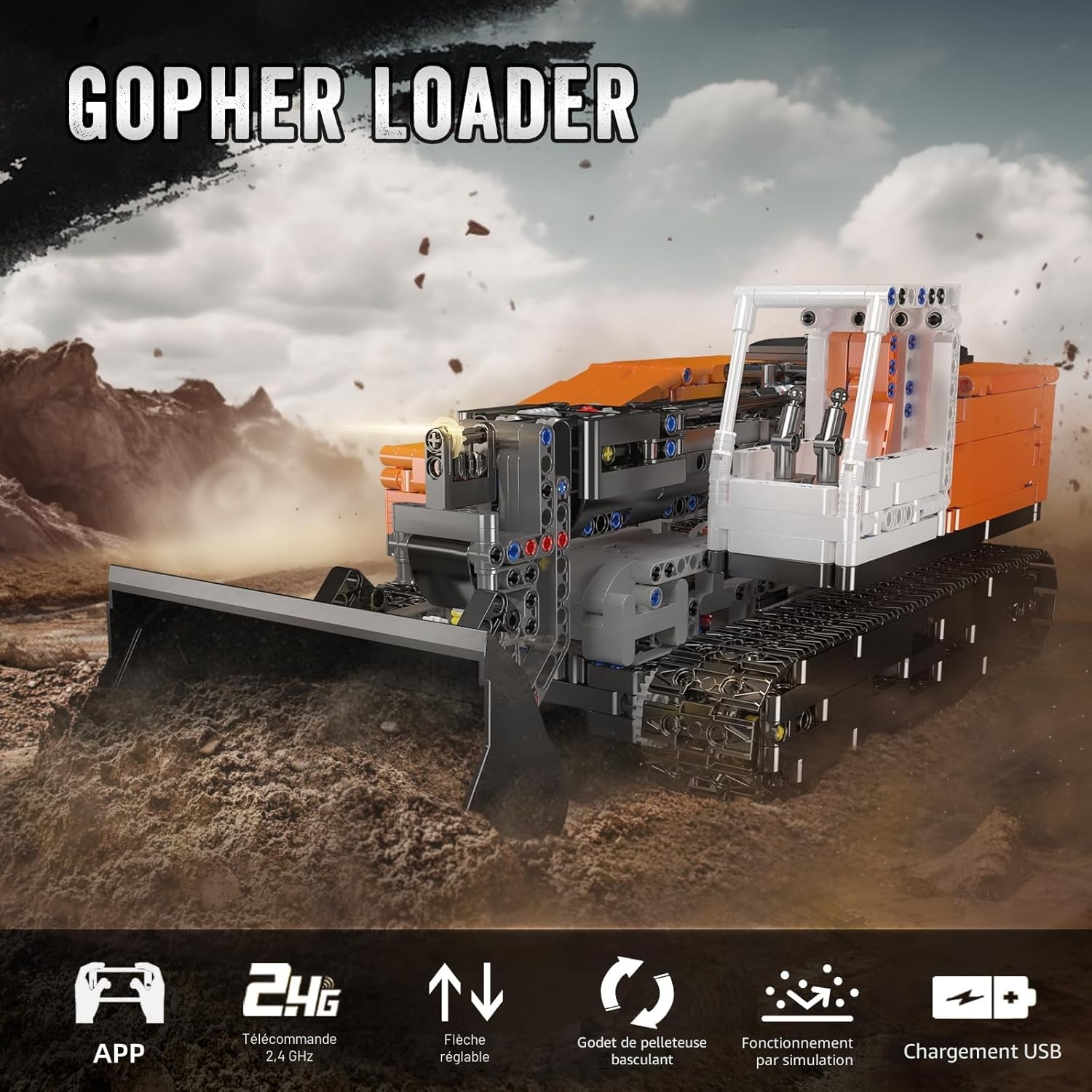 Thumbnail 4 de Mould King 17054 Bulldozer télescopique télécommandé 🚜