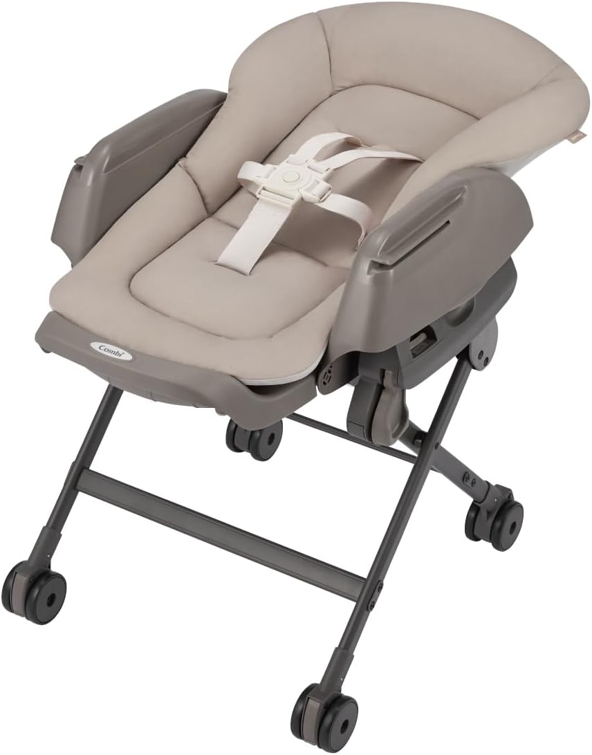 Detalle de Combi ネムリラ Fit AQ ハイローチェア ベージュ 手動スウィング・5段階高さ調節