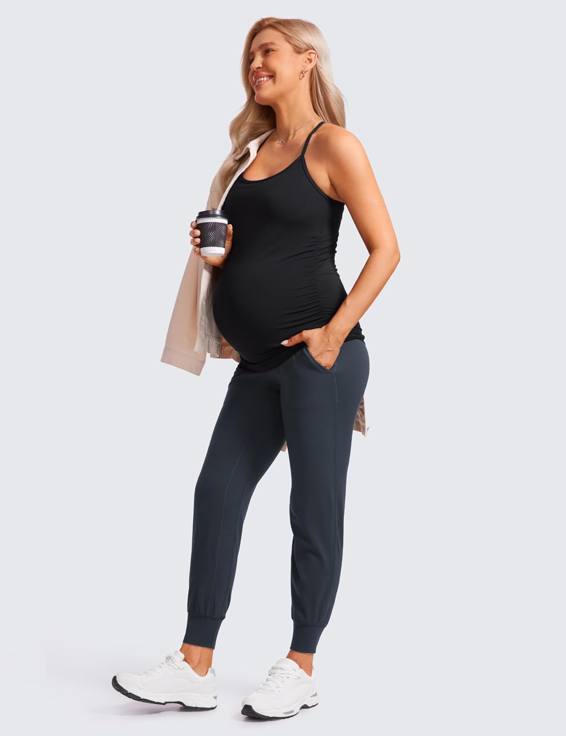 Detalle 2 de CRZ YOGA Women's Butterluxe Maternity Joggers with Pockets – 28" High Waist