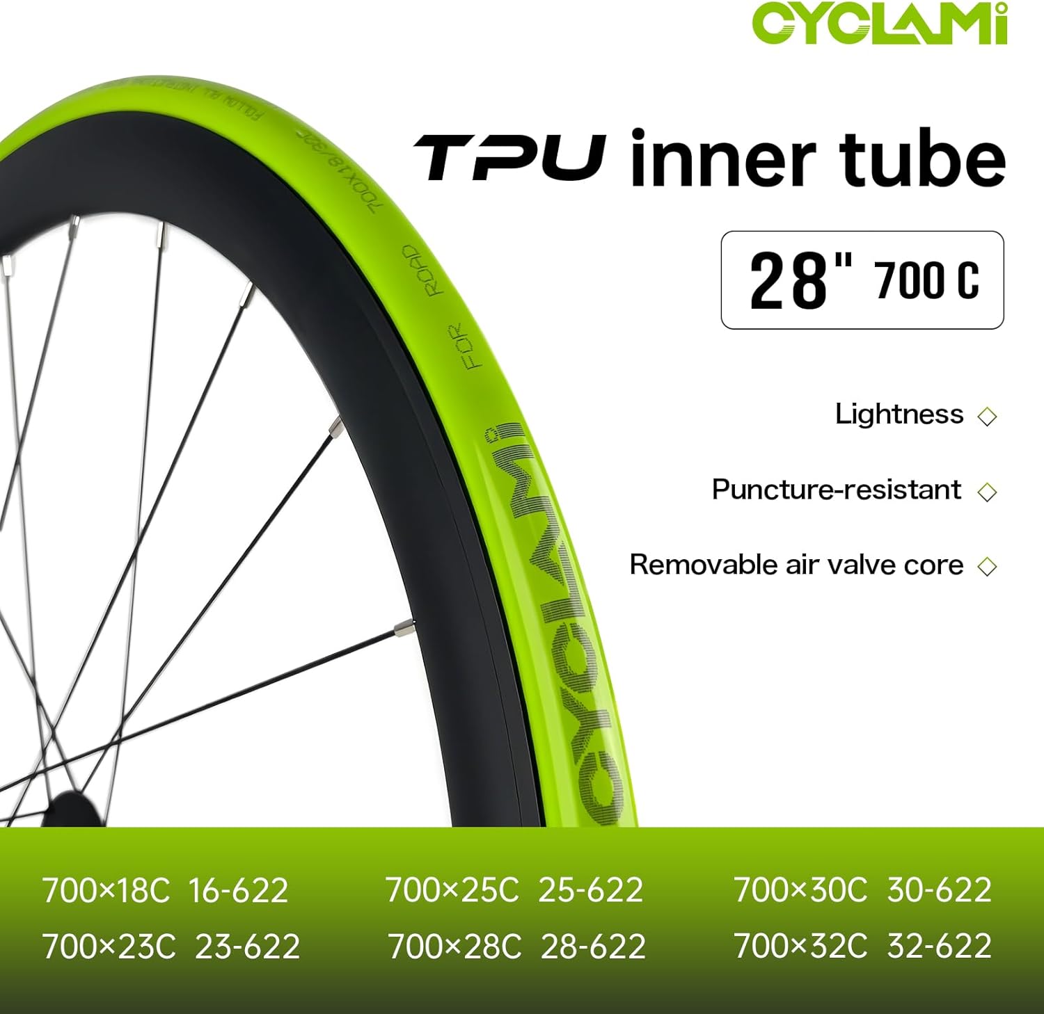 Thumbnail 2 de TPU Rennrad-Schlauch 38 g, 700 x 18–32C, kompatibel (Presta), herausnehmbarer Ventileinsatz