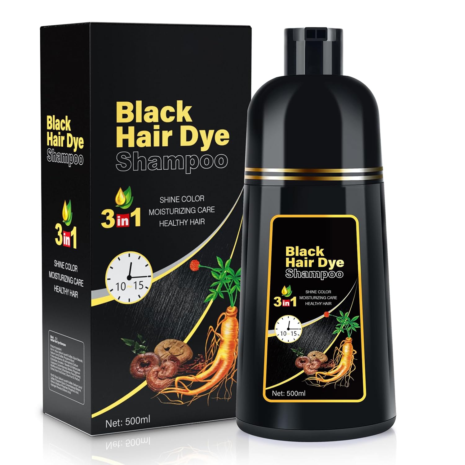 Detalle de cosmpro Black Hair Dye Shampoo 3-in-1 for Gray Hair Coverage