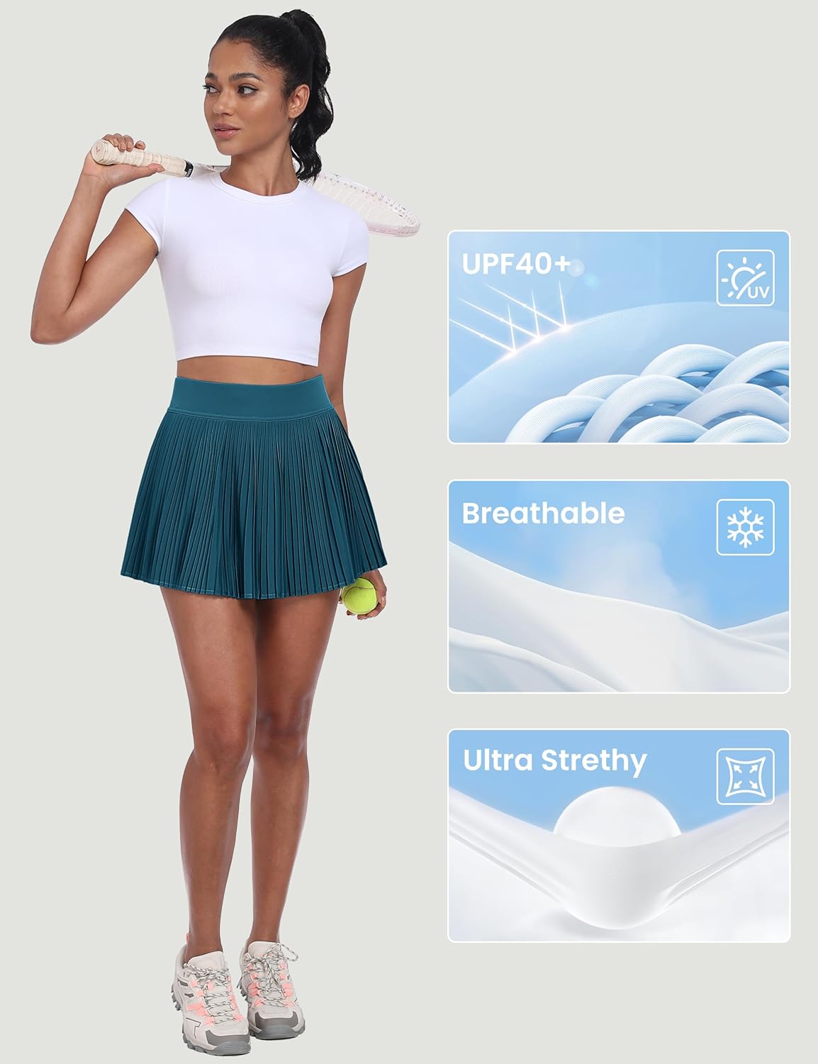 Thumbnail 5 de Desol Jupe-Short plissée pour femme avec short intégré – Taille haute, polyvalente pour tennis et golf