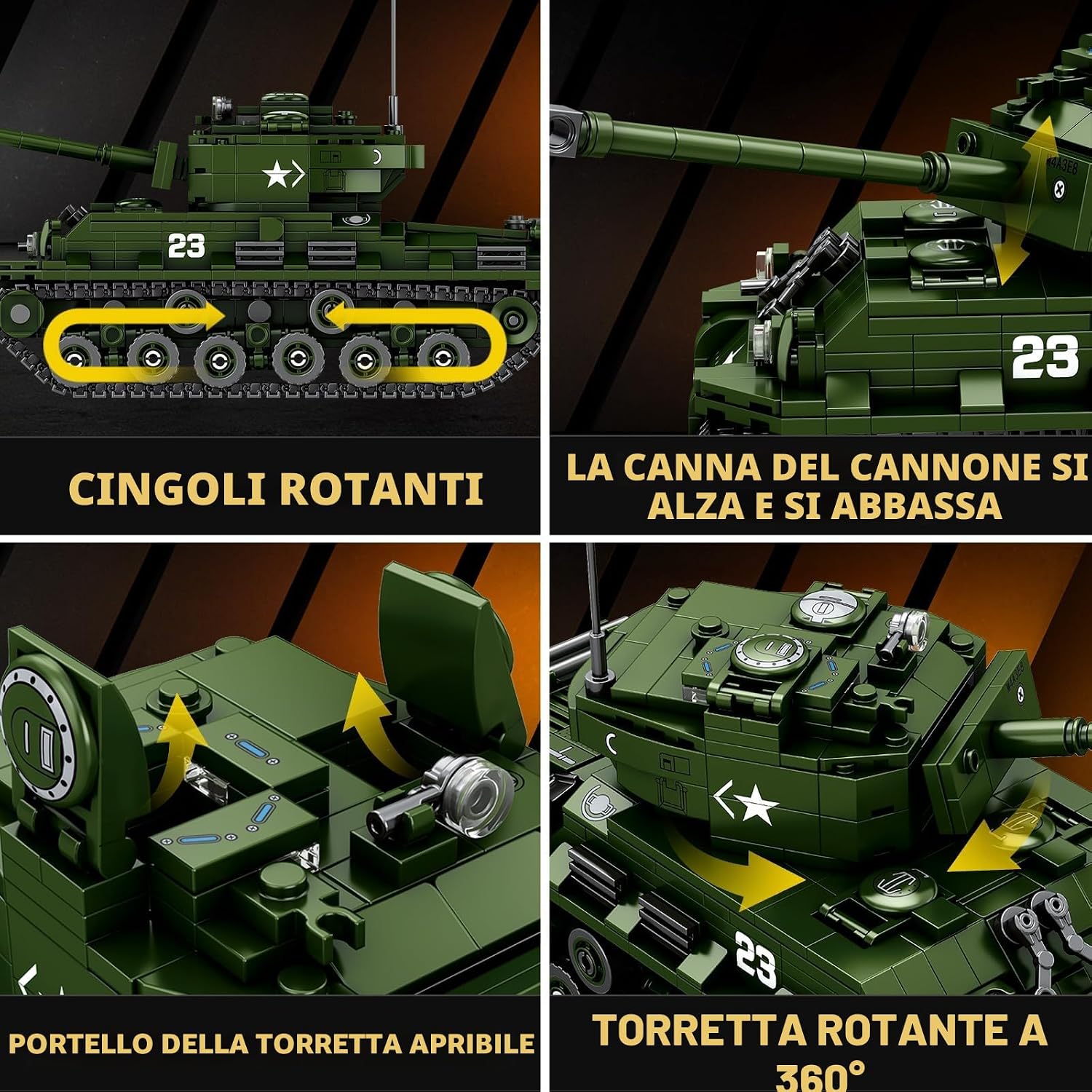Detalle de Reobrix M4A3E8 Sherman Tank 836 pezzi
