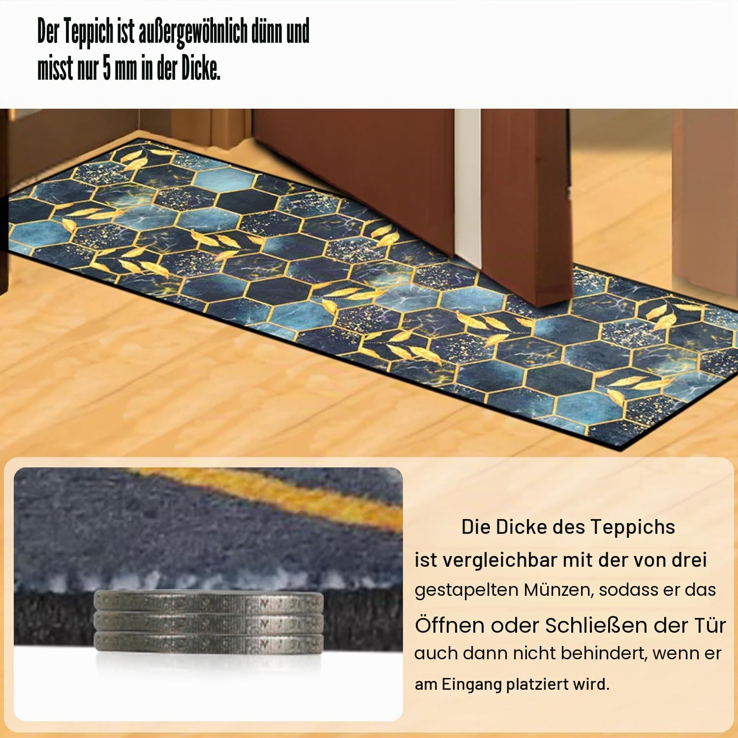Detalle 2 de Teppich Läufer 80x100cm – rutschfest, waschbar und vielseitig einsetzbar