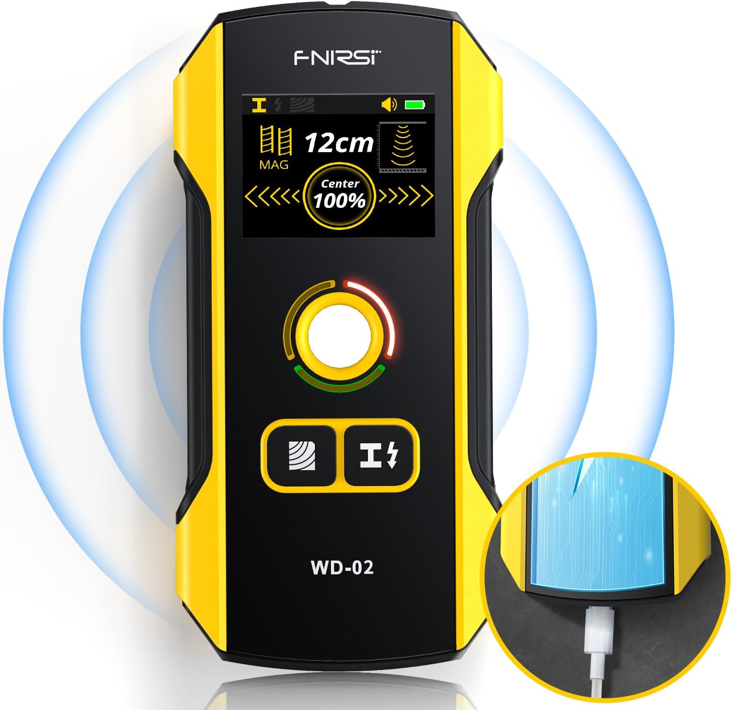 Detalle de FNIRSI WD-02 6-in-1 Rechargeable Stud Finder with TFT Display