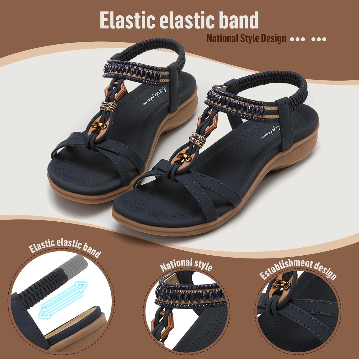 Thumbnail 4 de Littleplum Damen-Sandalen: flache Sommer-Sandaletten mit Glitzersteinen