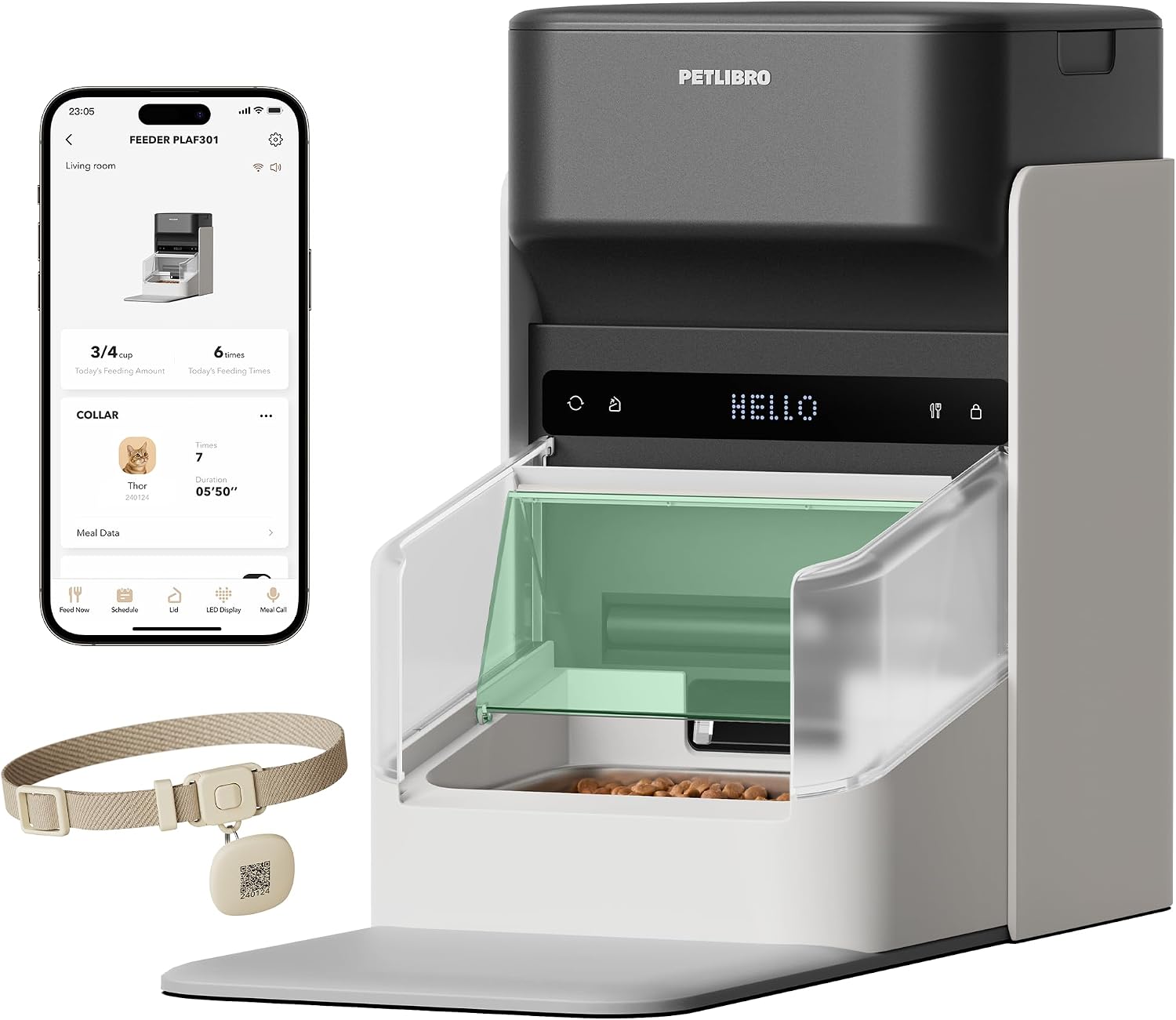 Detalle de PETLIBRO Futterautomat Katze RFID – 3L, 10 Mahlzeiten, 5G Wi‑Fi, App‑Steuerung