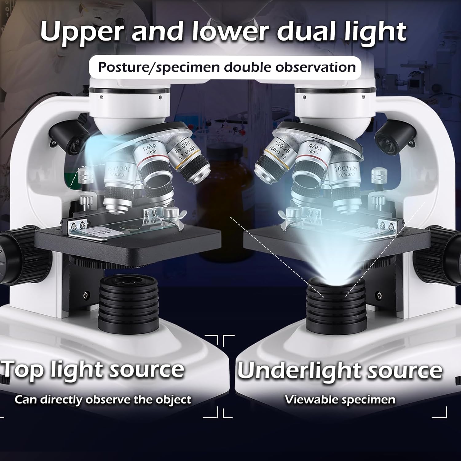 Detalle 2 de Compound Microscope 40X–2500X with Dual LED Lighting 🔬
