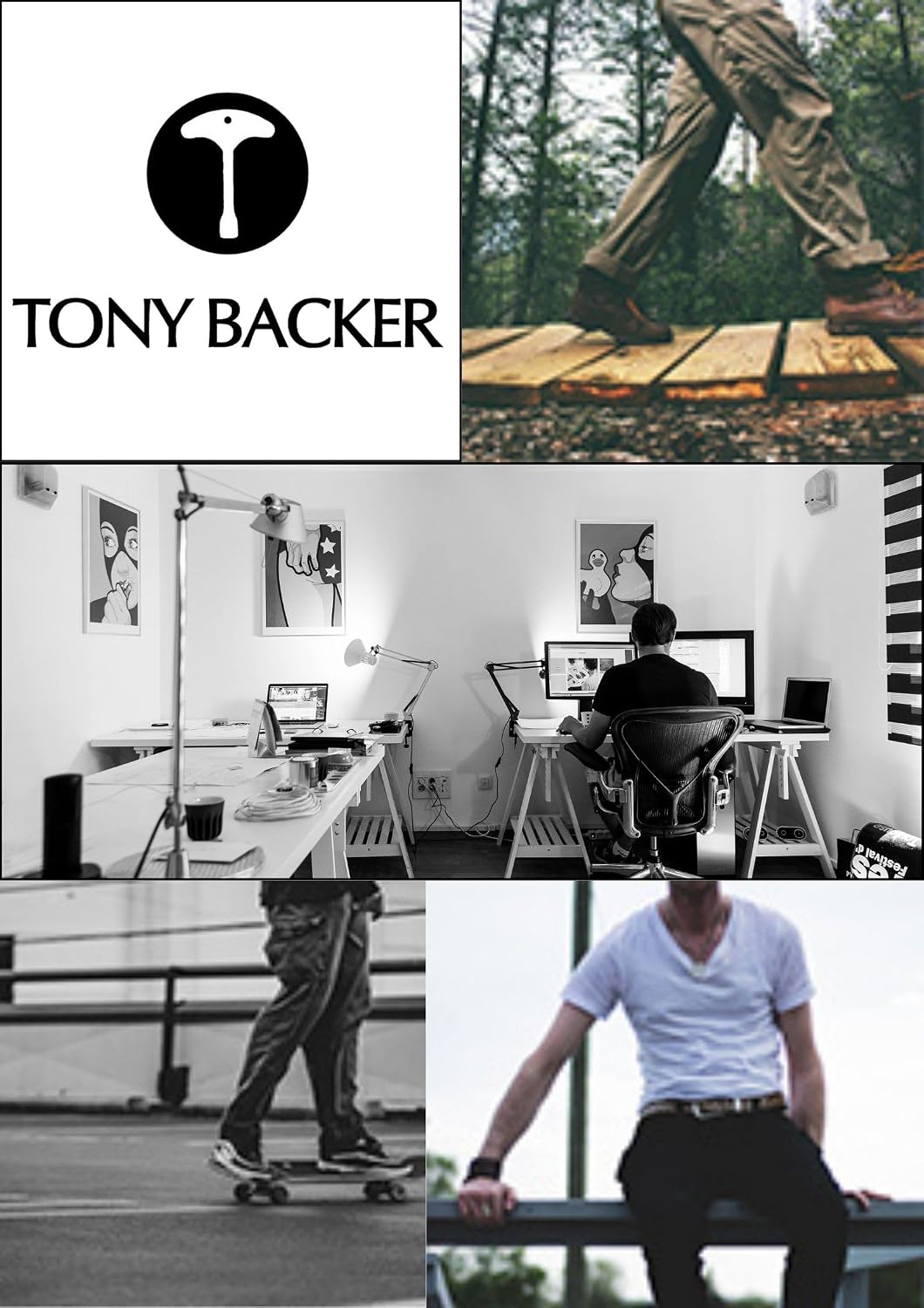 Detalle de TONY BACKER G6551 Pantaloni cargo uomo casual