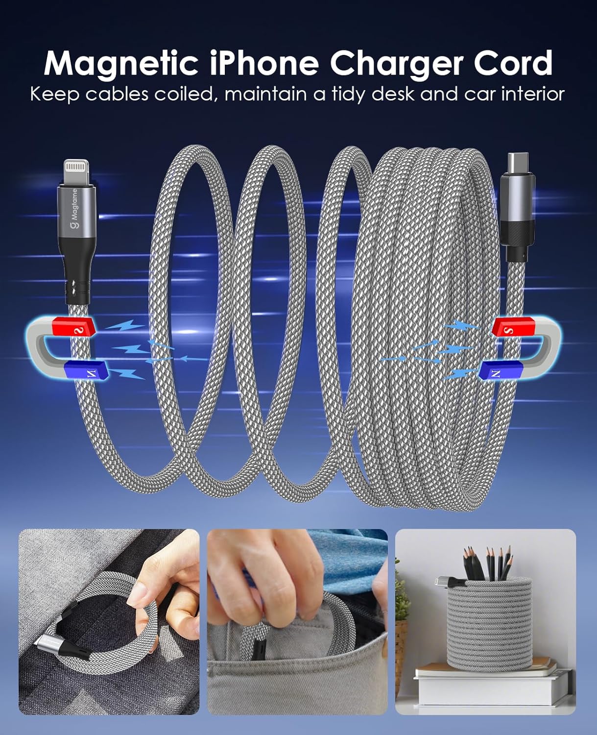 Thumbnail 1 de Magtame Cable Magnético USB-C a Lightning, 1m, carga rápida ⚡