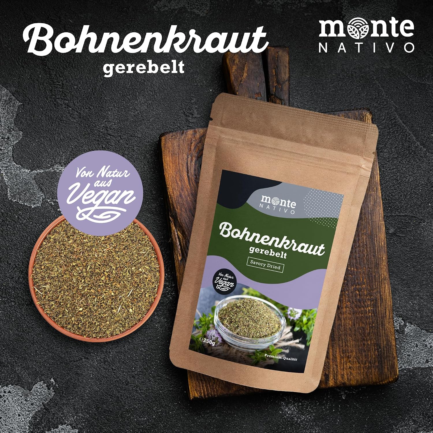 Detalle 2 de Bohnenkraut getrocknet Monte Nativo (250g) – Aromatisches Bohnenkraut gerebelt