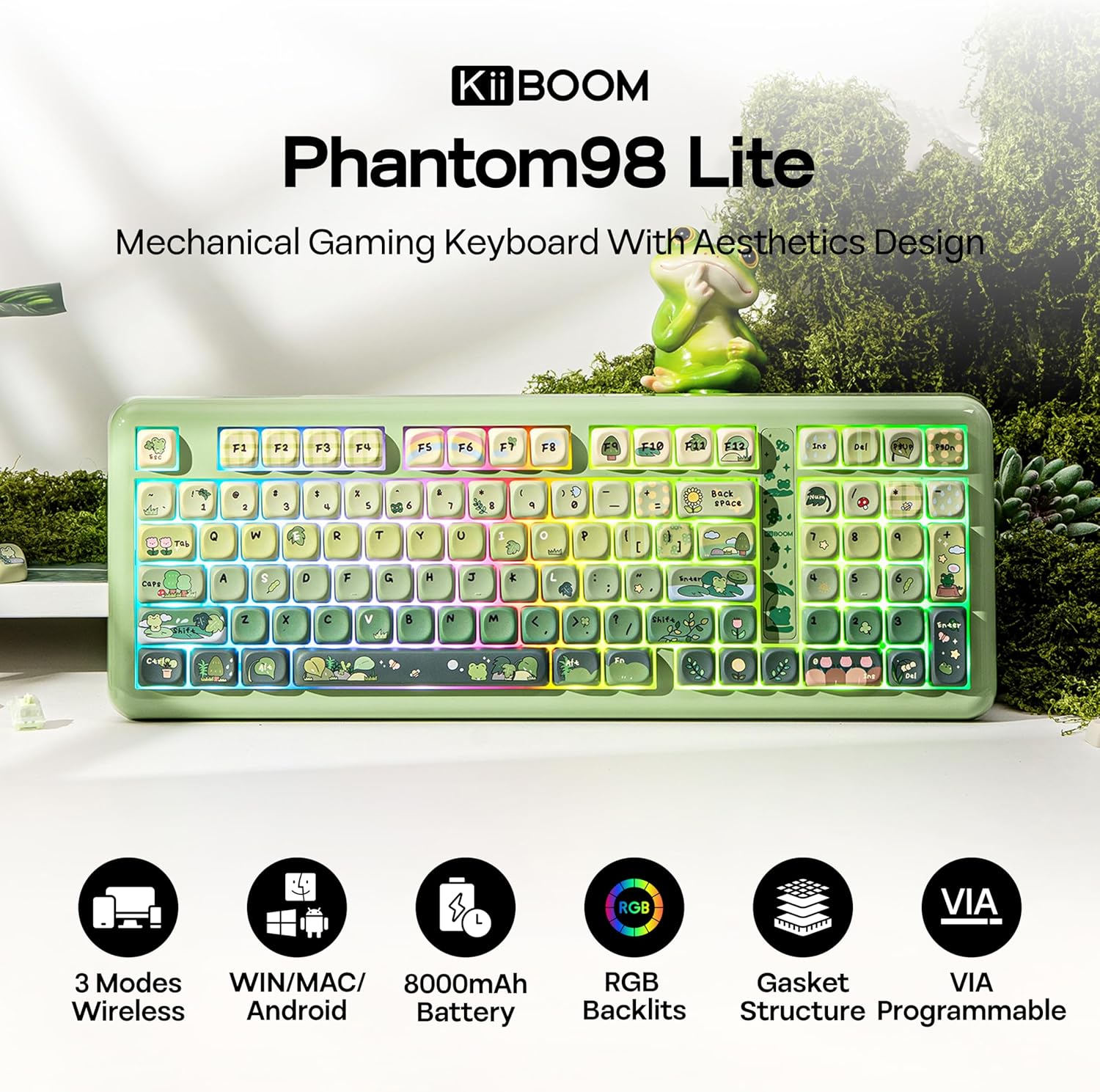 Thumbnail 1 de KiiBoom Phantom98 Lite 96% Wireless Mechanical Keyboard with VIA, Gasket, and 8000mAh Battery