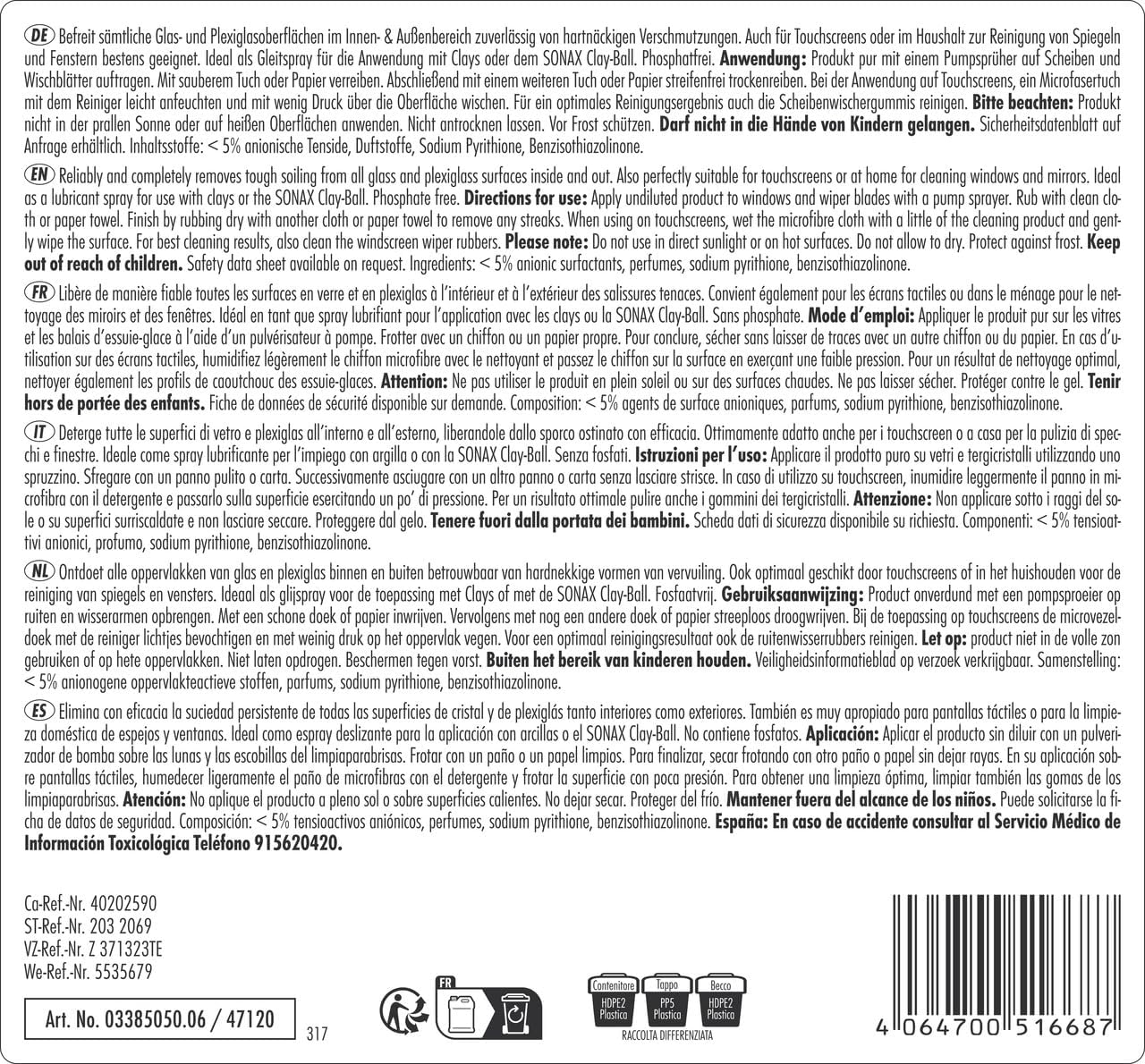 Thumbnail 1 de SONAX Detergente per vetri al profumo di limone, 5 L – rimuove silicone, olio e insetti