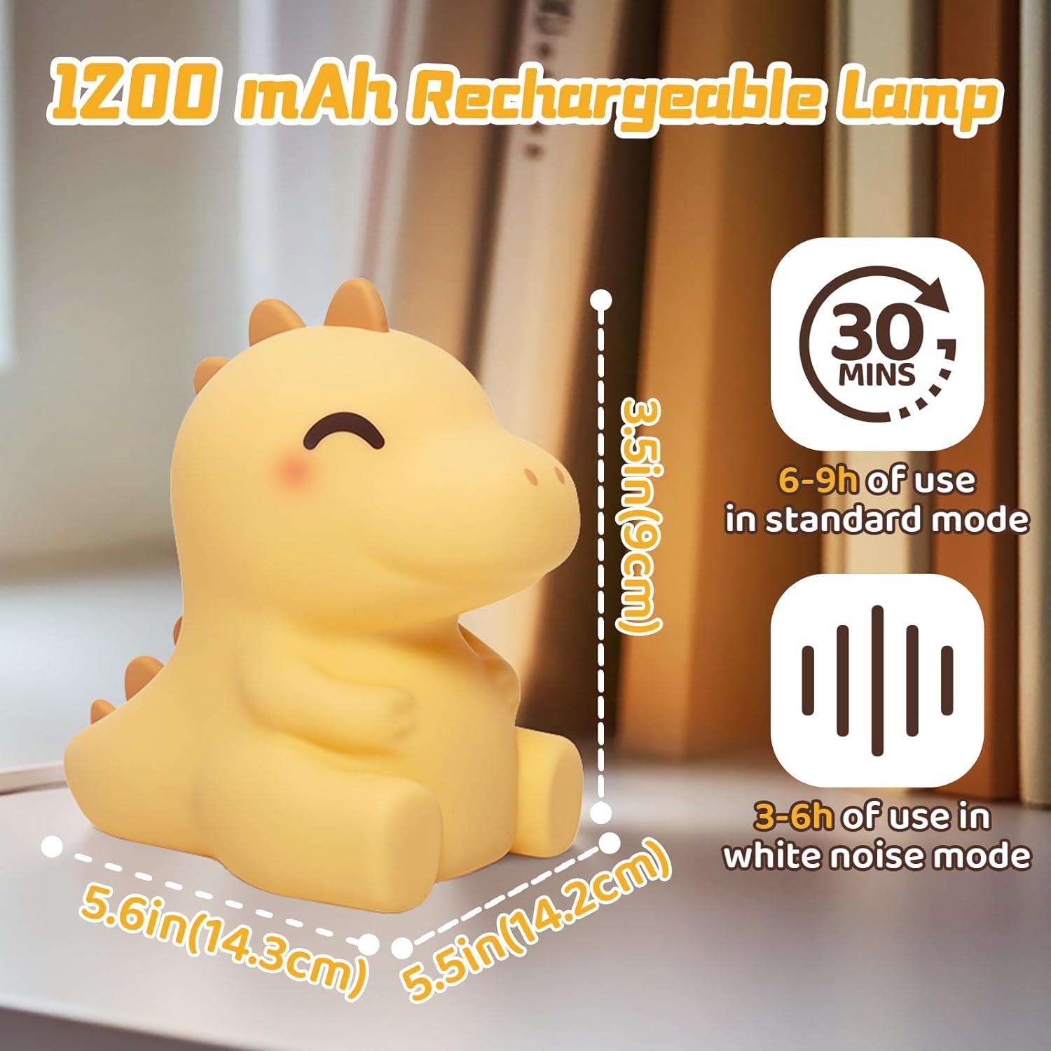 Thumbnail 3 de Mewaii Dino Nachtlicht Kinder aus Silikon mit 3 Helligkeitsstufen und 4 Weißrauschen