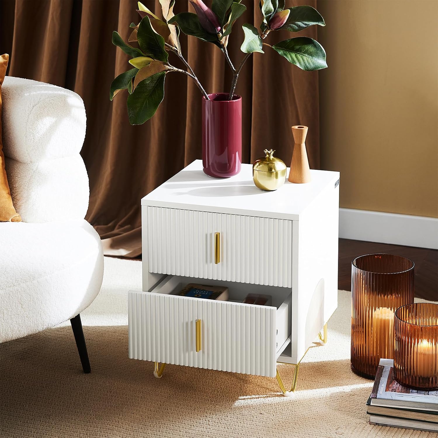 Detalle 2 de SoBuy FBT115-Wx2 table de chevet 2 pièces