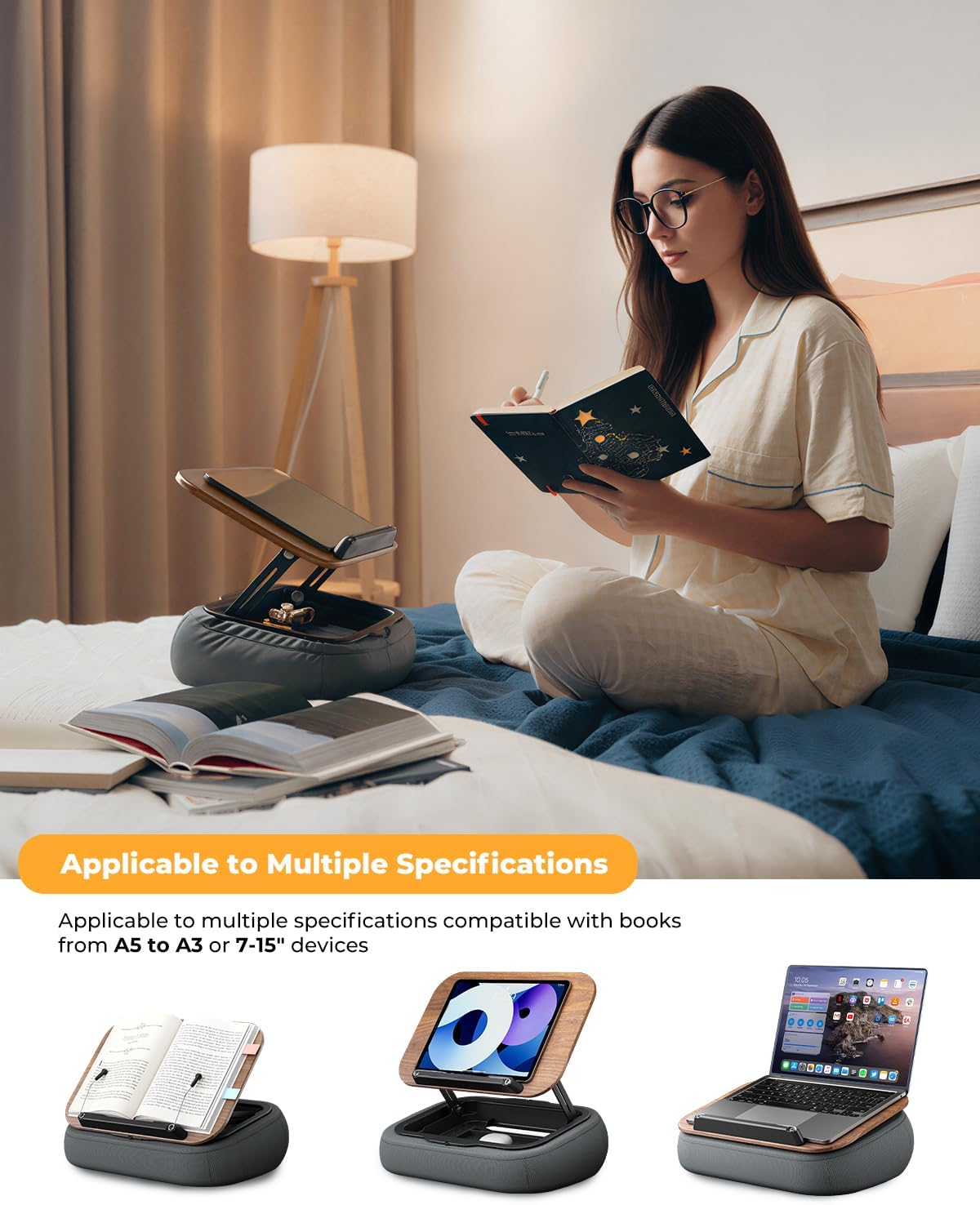 Detalle 2 de SupeDesk SD-R60 Lap Book Stand with Storage, Adjustable Support and Page Clips