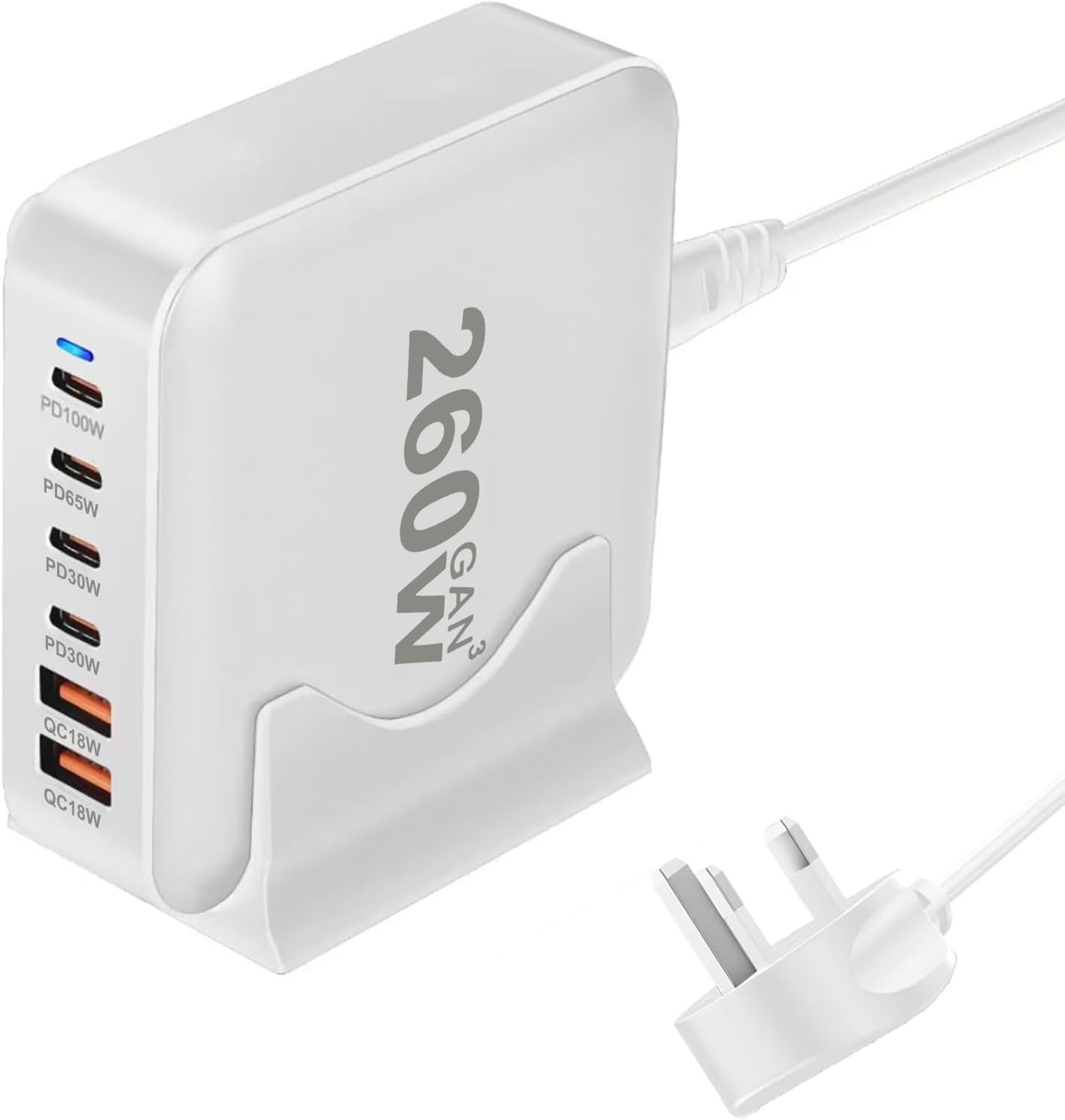 Thumbnail 6 de WOSUK GaN III 260W 6-Port USB-C Charger Station (QC4.0, PD 100W) for Laptop, Phone & Tablet