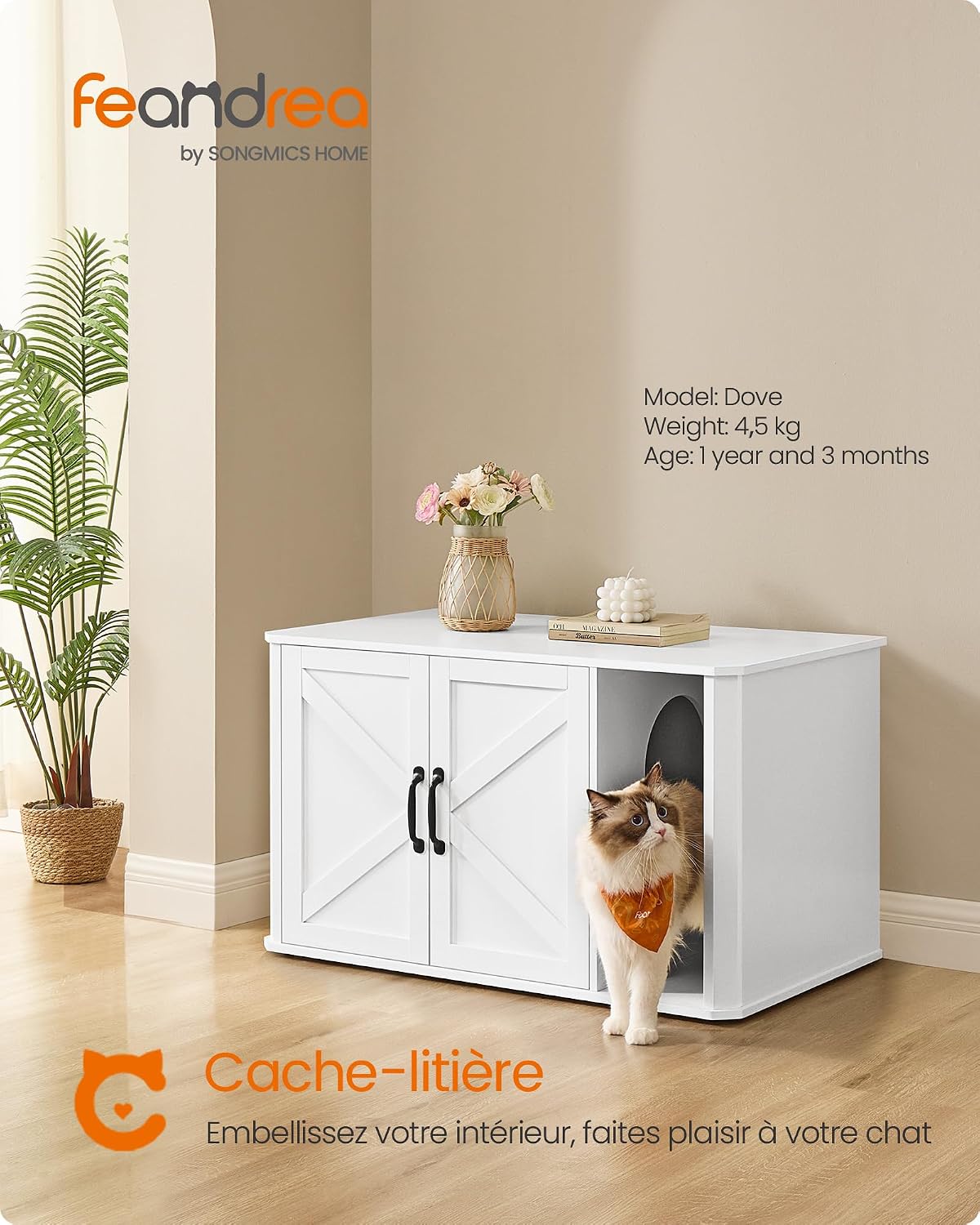 Detalle de Feandrea Meuble Litière pour Chat 85×48,5×50 cm