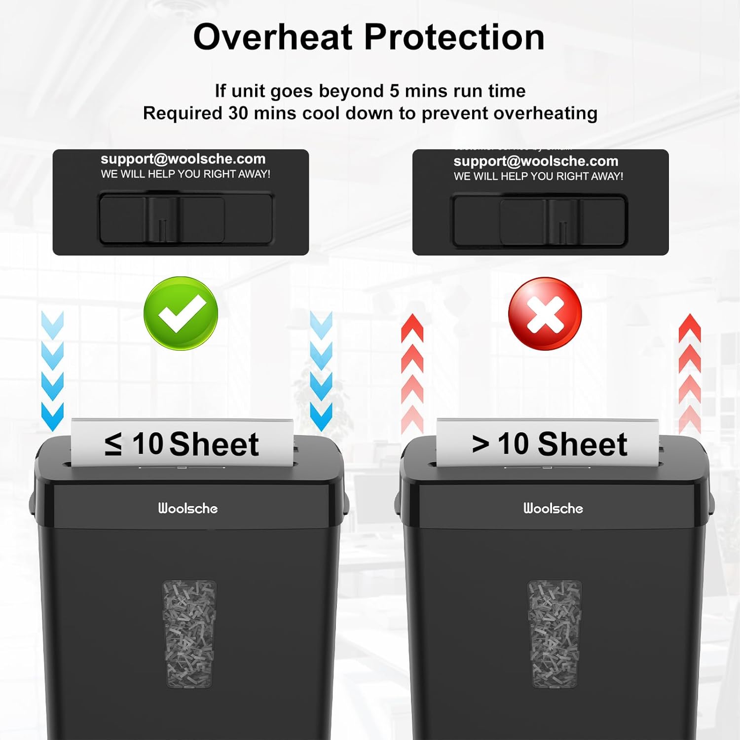 Detalle 2 de Paper Shredder for Home: 10-Sheet Cross Cut, 13L Basket, P-4 Security