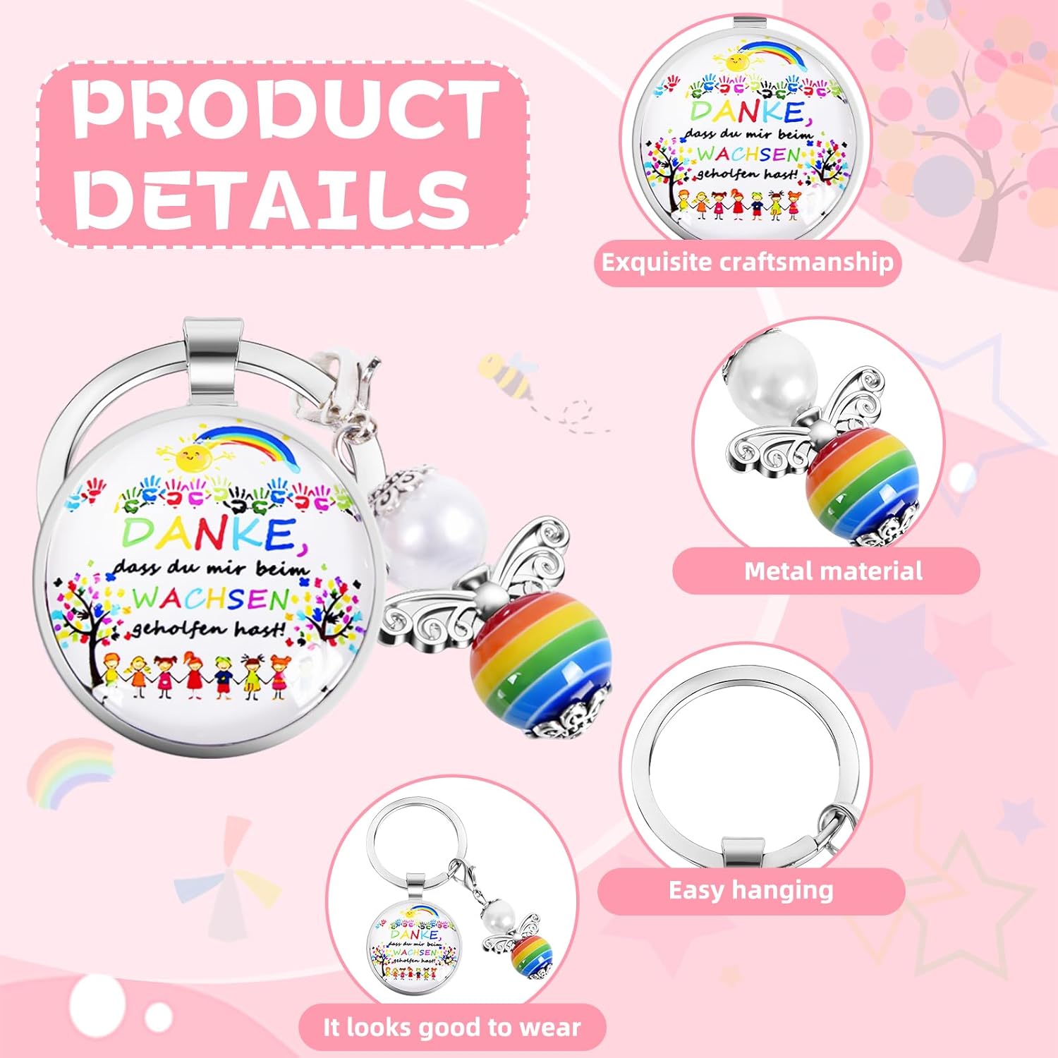 Detalle de 6er-Set Abschiedsgeschenk für Kindergarten & Kita – Dankeskarten, Schlüsselanhänger und Umschläge