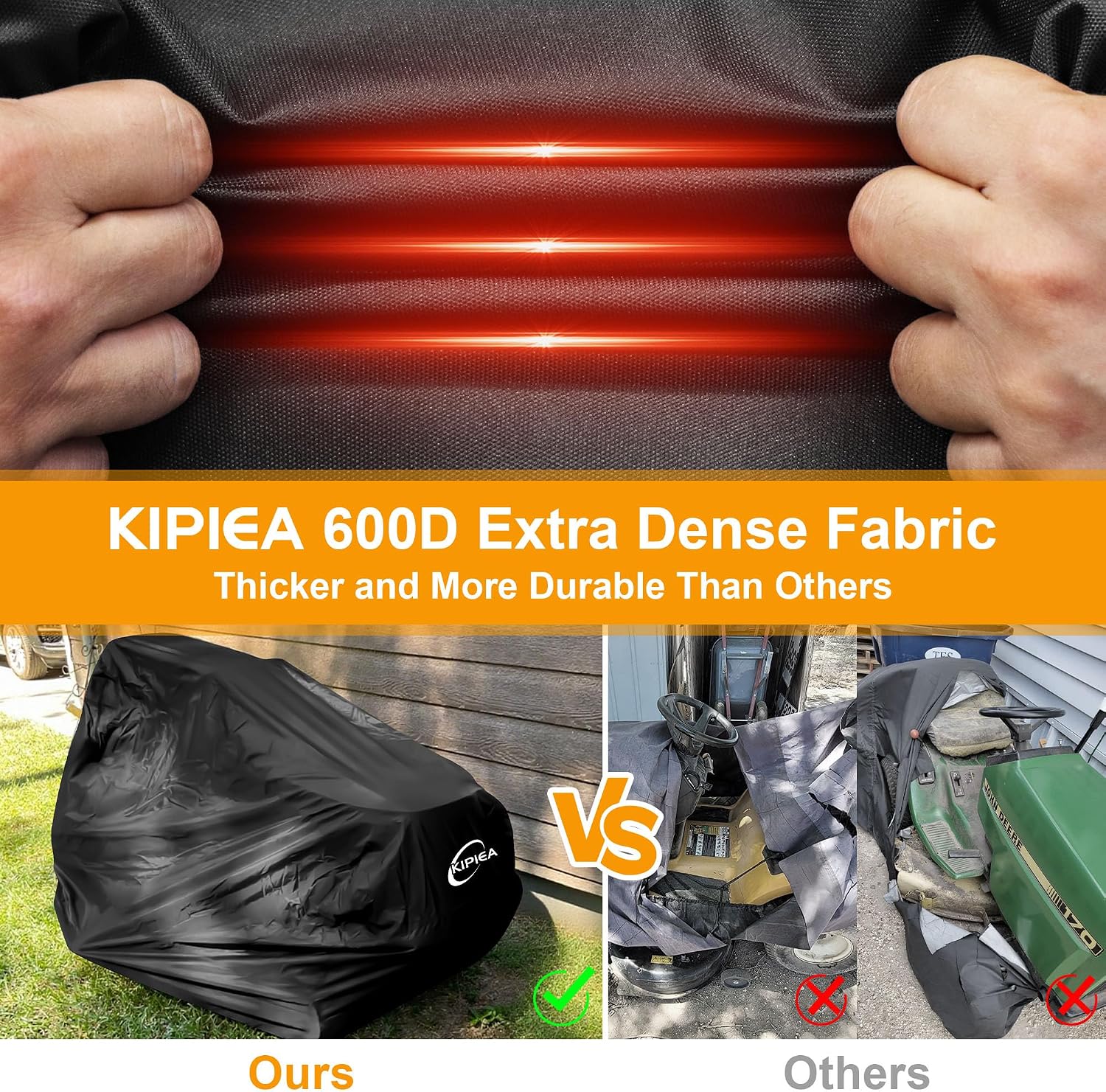 Detalle de Kipiea Riding Lawn Mower Cover (Model Riding), 600D Oxford, 72" x 54" x 46