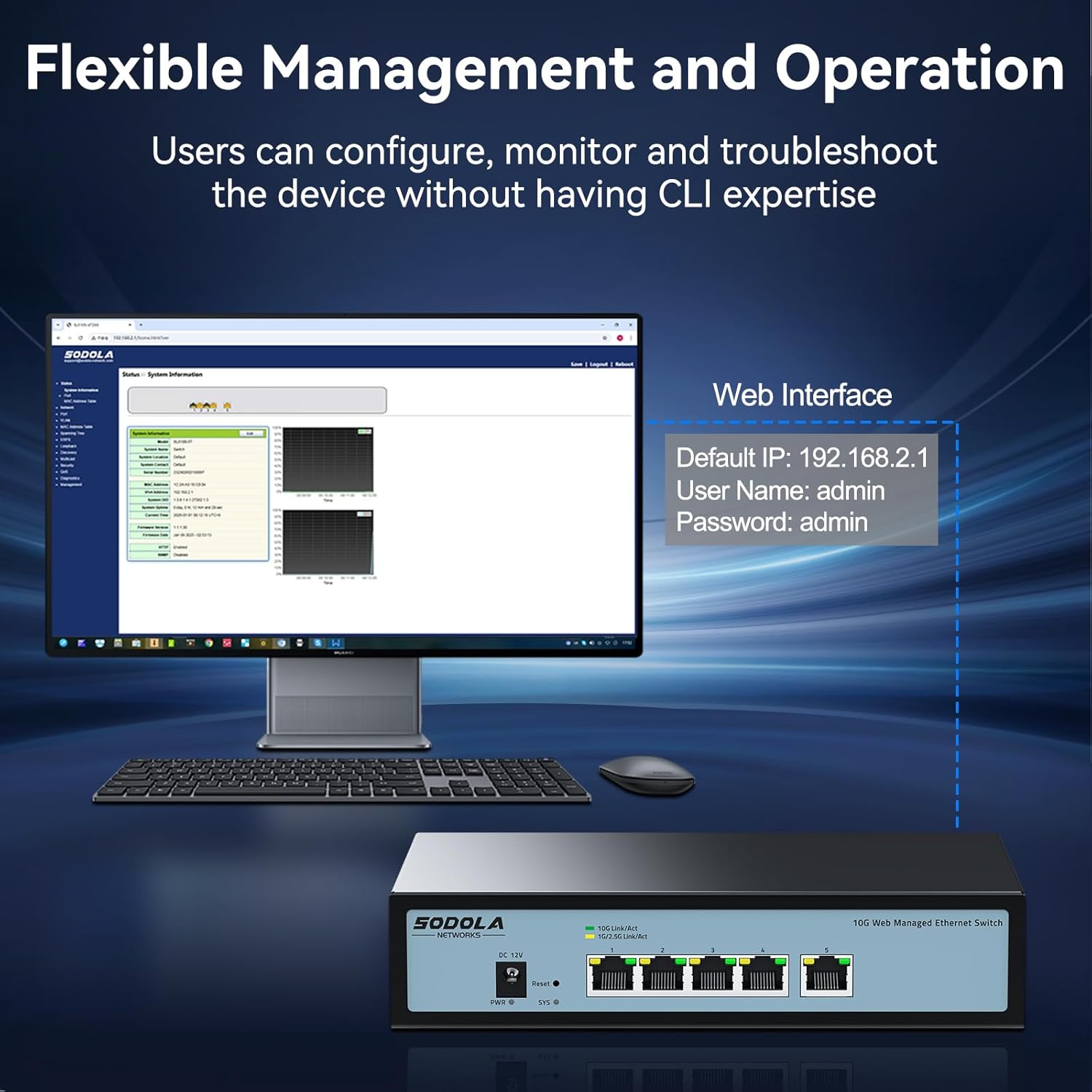 Thumbnail 4 de SODOLA 5-Port 10Gbit Web Managed Switch – 5×10GBase-T, LACP, QoS, VLAN & IGMP