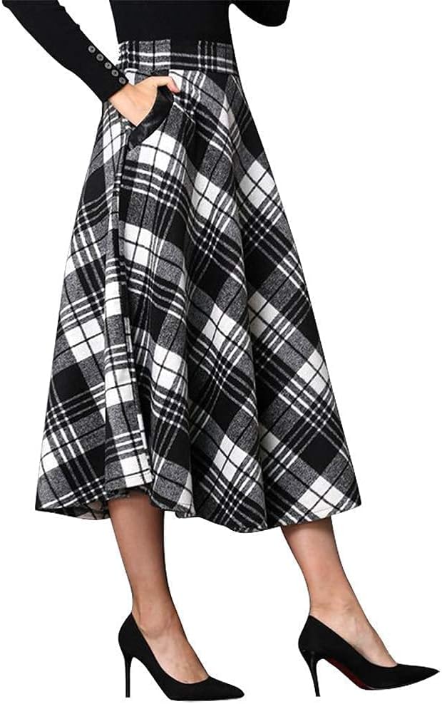 Detalle de IDEALSANXUN Plaid Wool-Blend Skirt